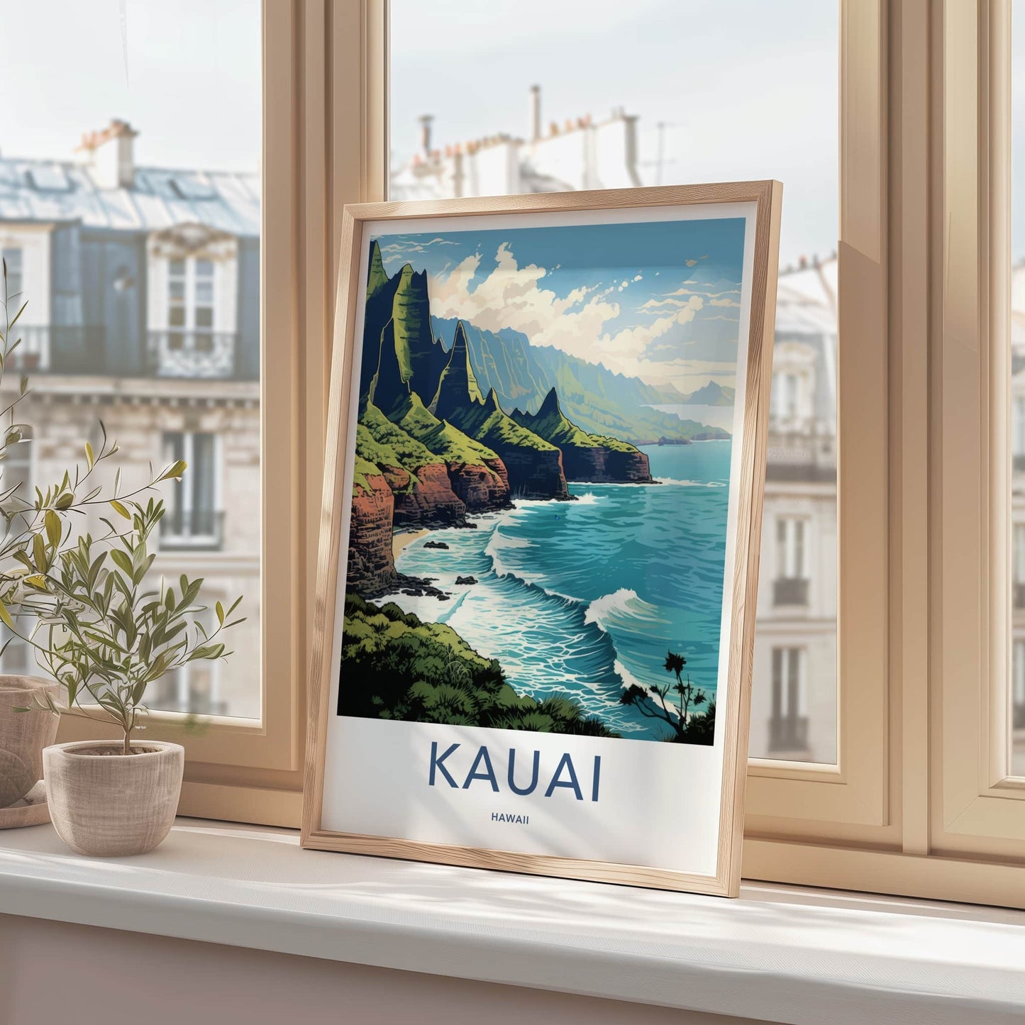 Kauai Poster - Hawaii Travel Art - Lush Tropical Coast Home Decor