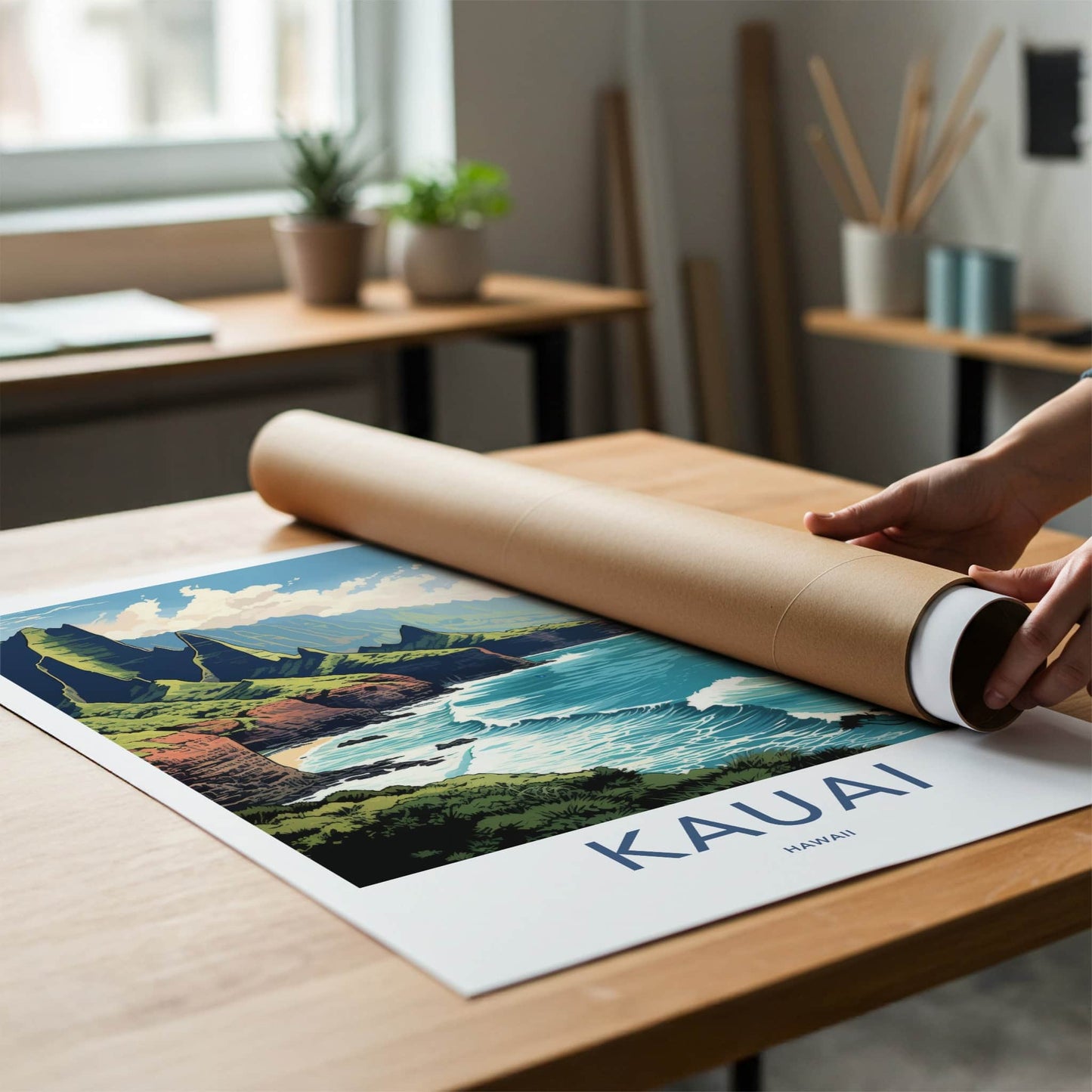 Kauai Poster - Hawaii Travel Art - Lush Tropical Coast Home Decor