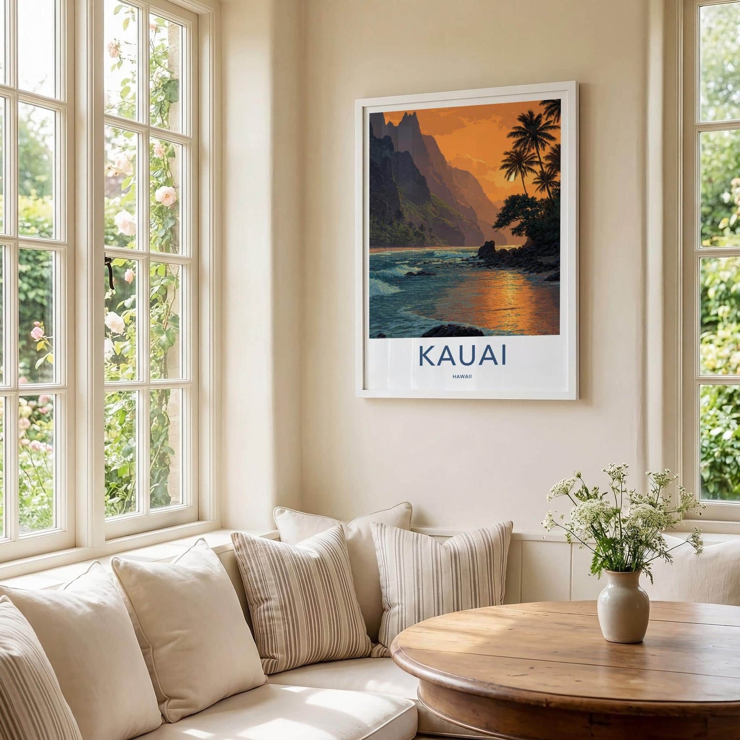Kauai Poster - Hawaii Travel Art - Sunset Tropical Beach Home Decor