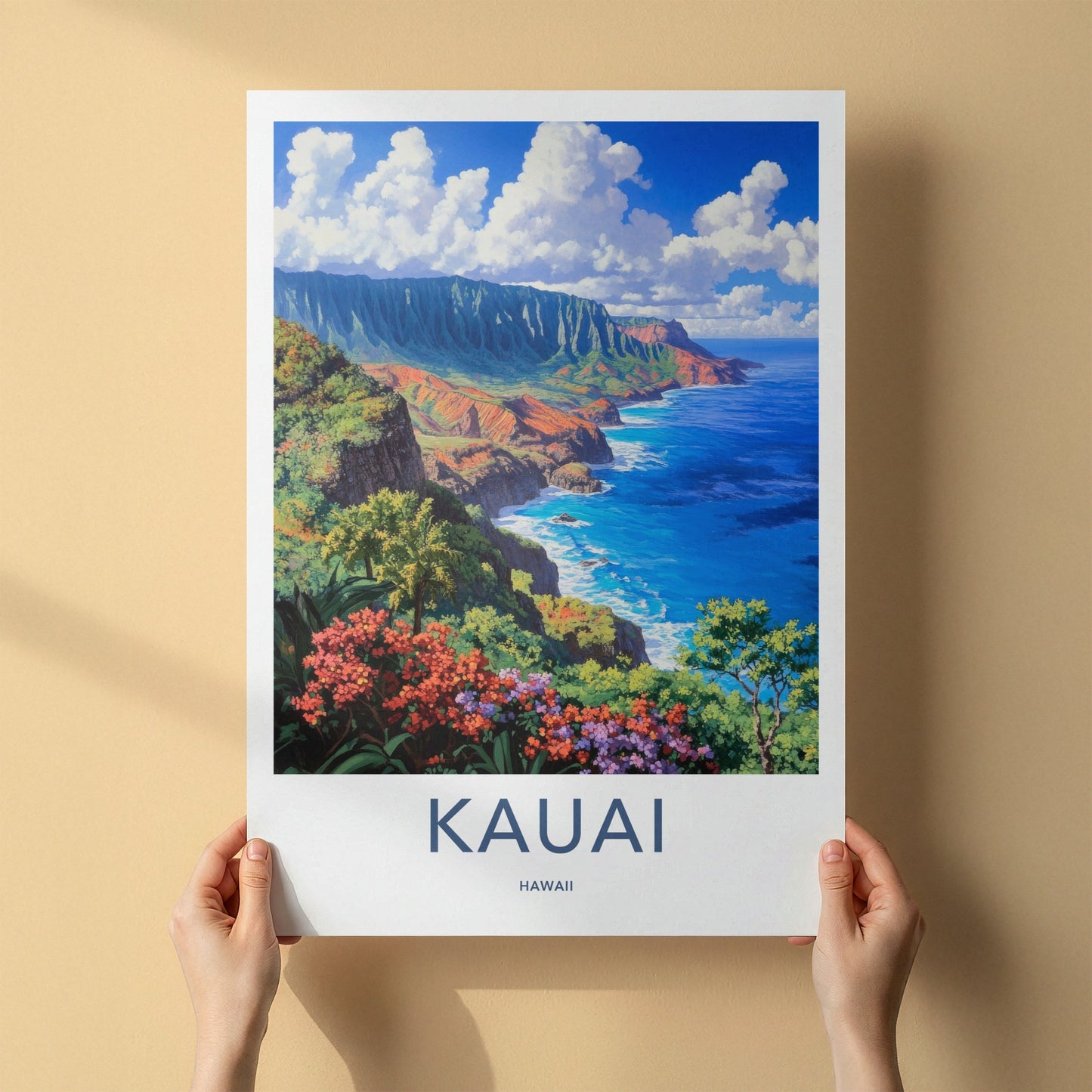 Kauai Poster - Hawaii Travel Art - Vibrant Island Landscape Home Decor
