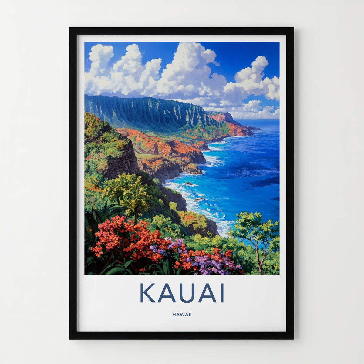 Kauai Poster - Hawaii Travel Art - Vibrant Island Landscape Home Decor