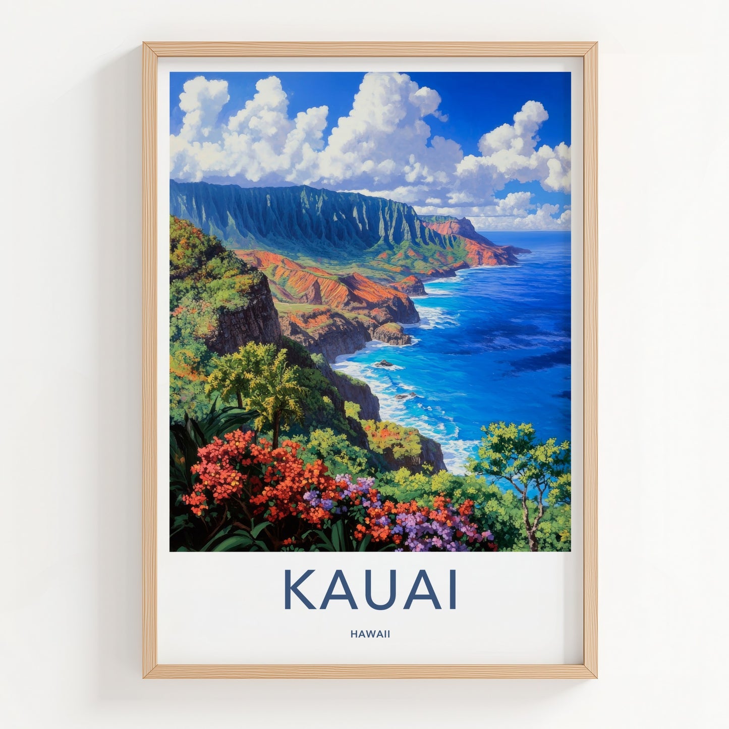 Kauai Poster - Hawaii Travel Art - Vibrant Island Landscape Home Decor