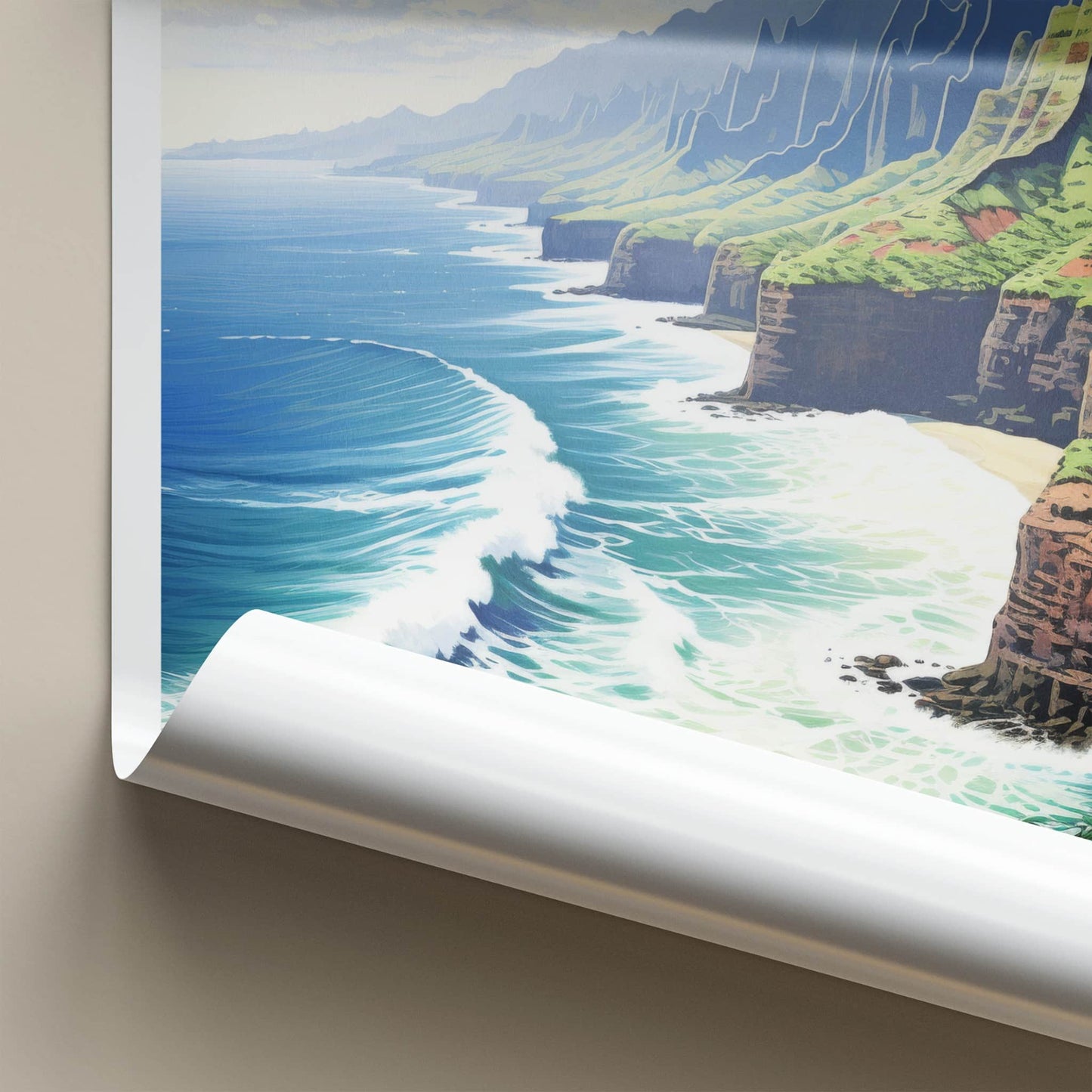 Kauai Poster - Hawaii Wall Art - Verdant Sea Cliffs Home Decor