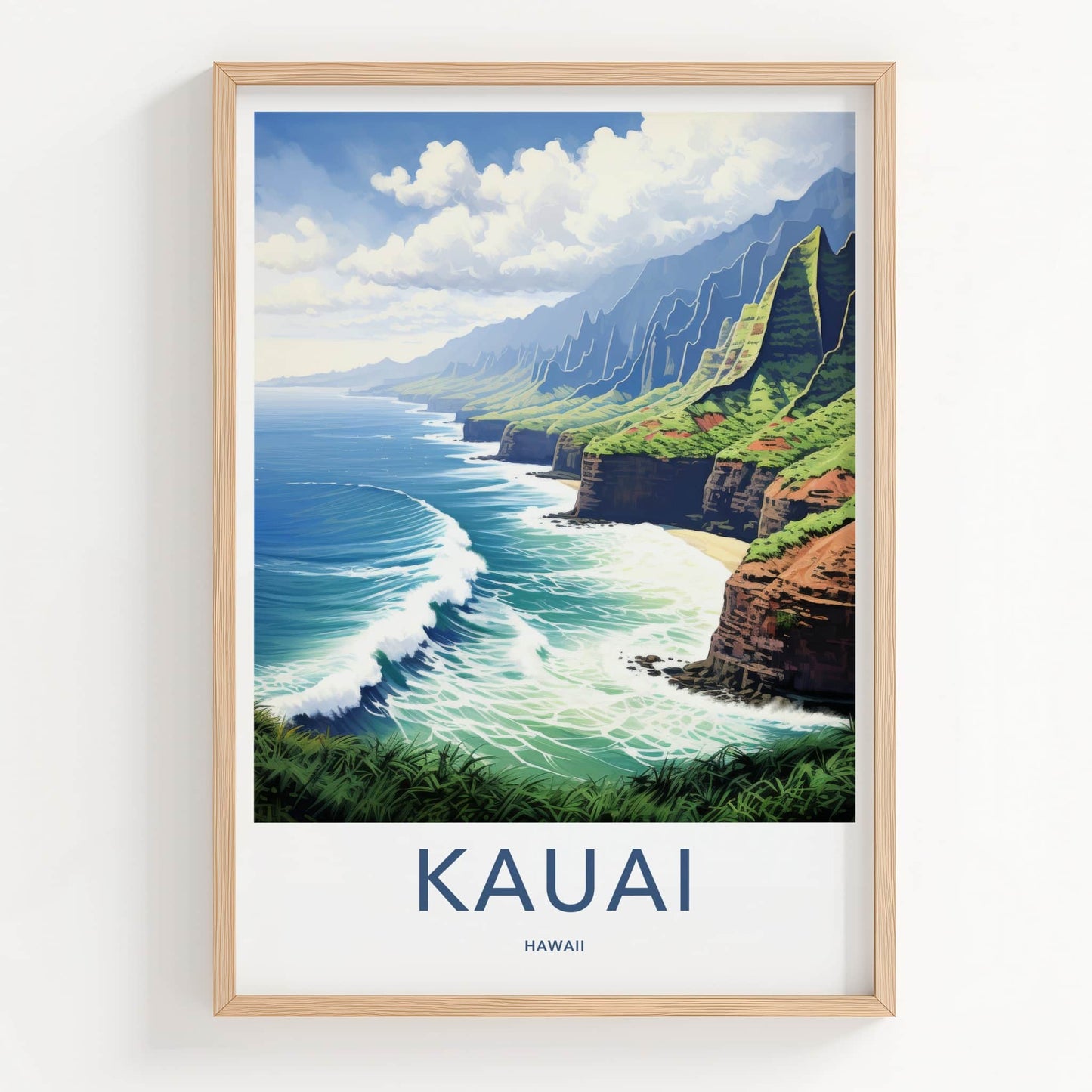 Kauai Poster - Hawaii Wall Art - Verdant Sea Cliffs Home Decor