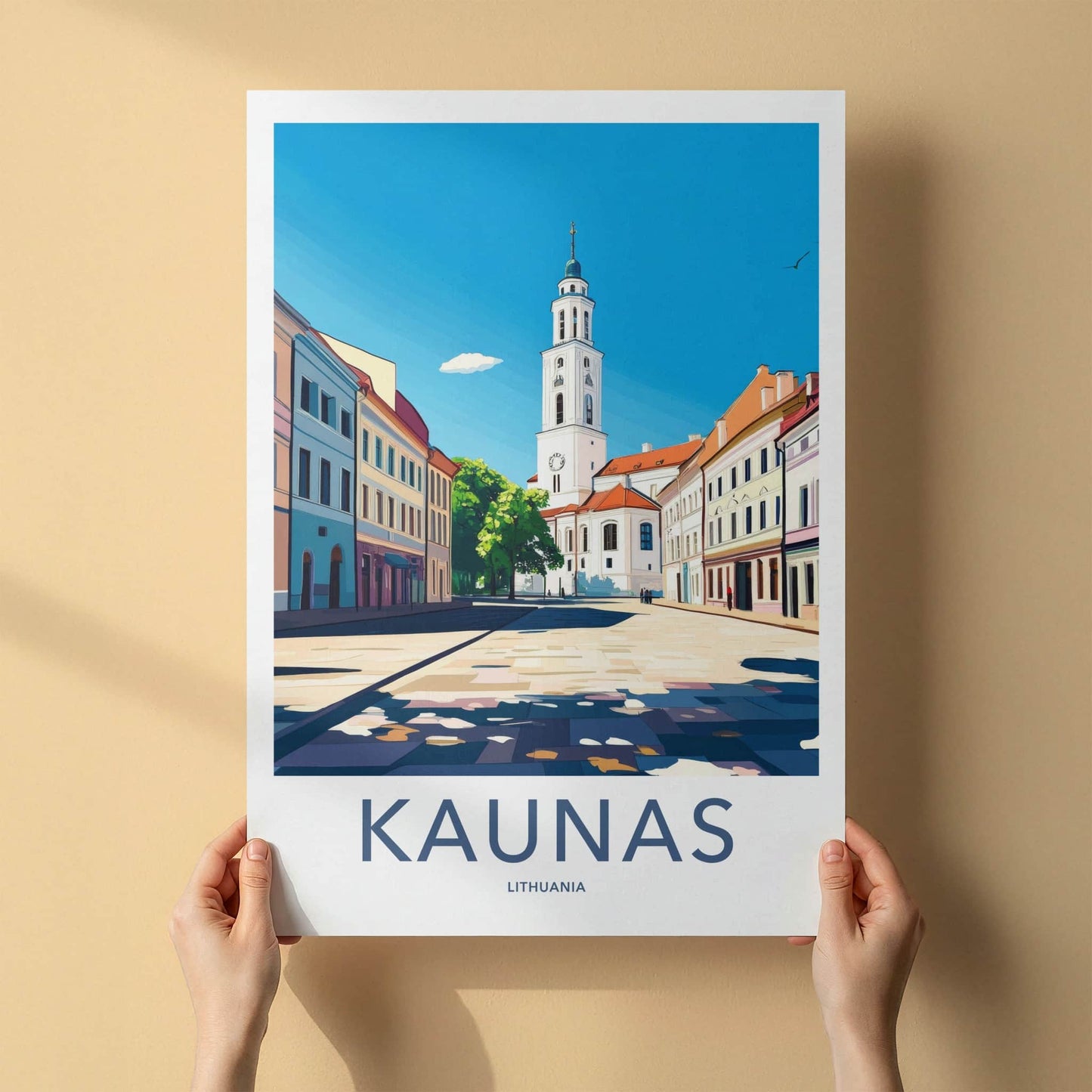 Kaunas Poster - Lithuania Travel Art - Historic City Square Home Decor