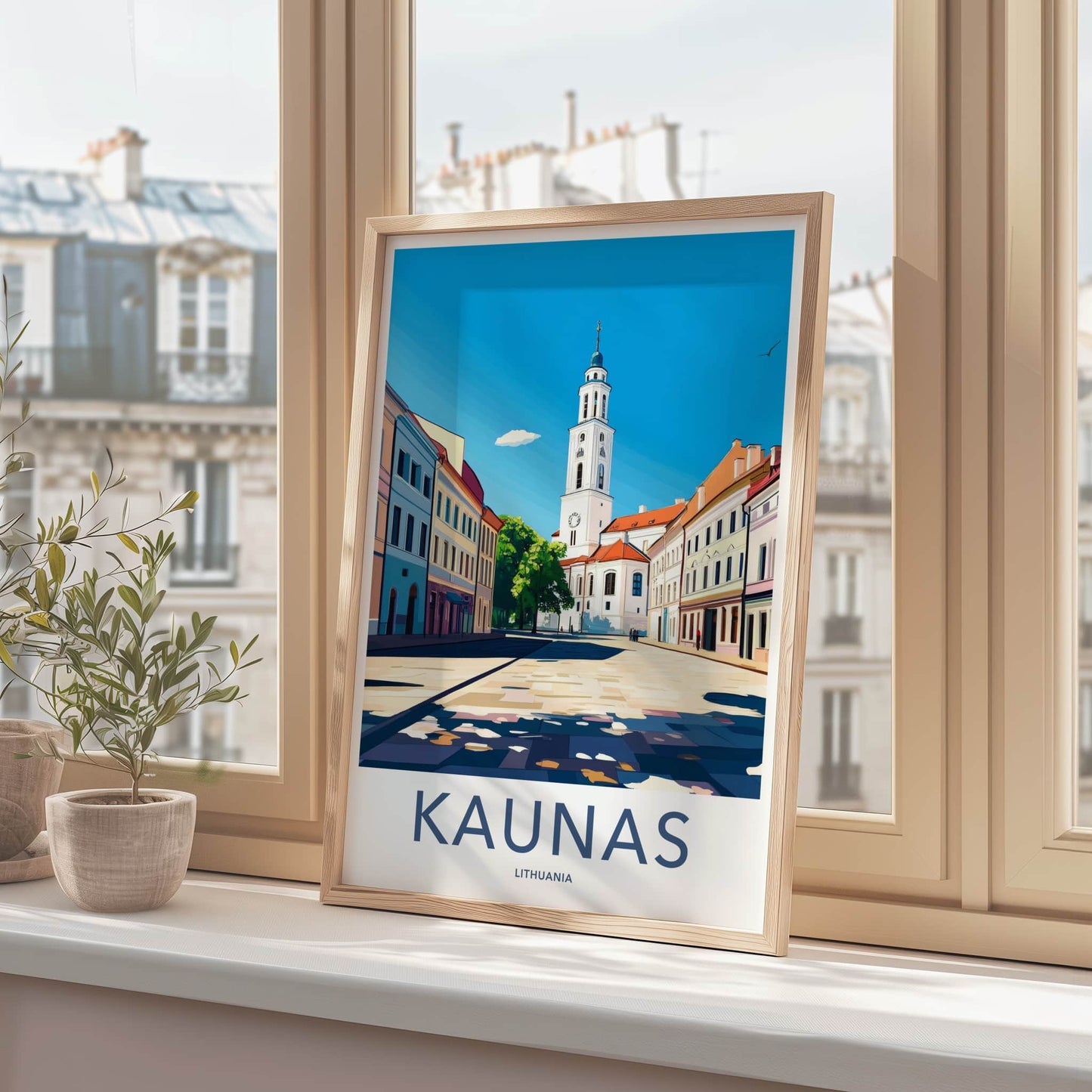 Kaunas Poster - Lithuania Travel Art - Historic City Square Home Decor