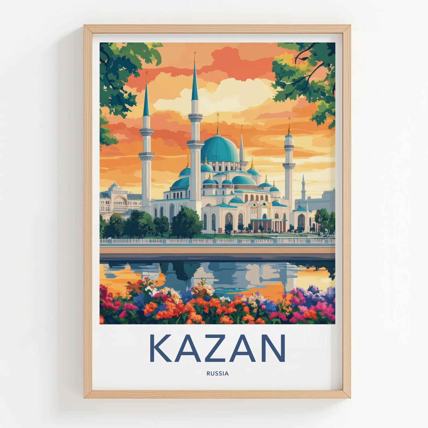 Kazan Poster - Russia Travel Art - Blue Domed Mosque Home Decor