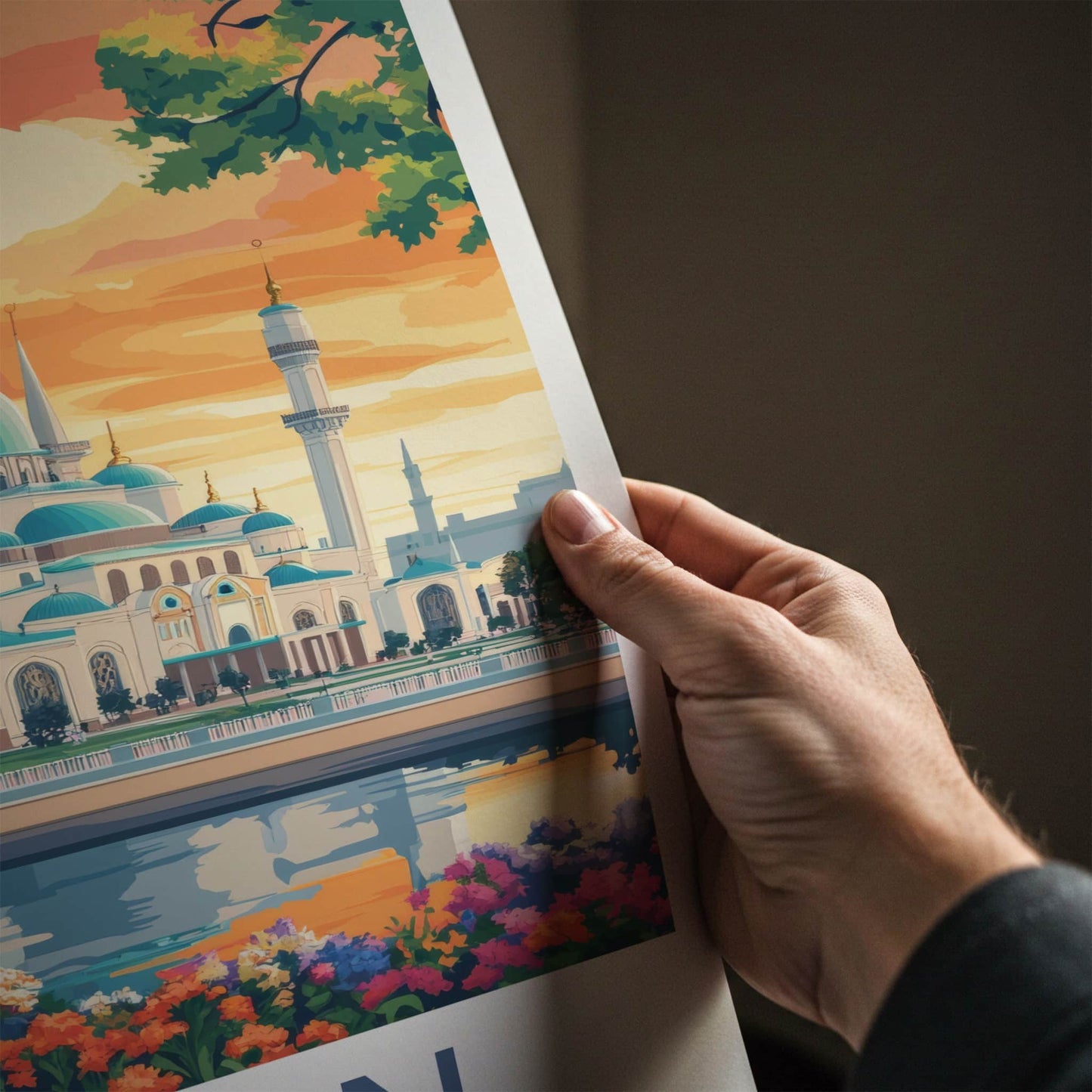 Kazan Poster - Russia Travel Art - Blue Domed Mosque Home Decor