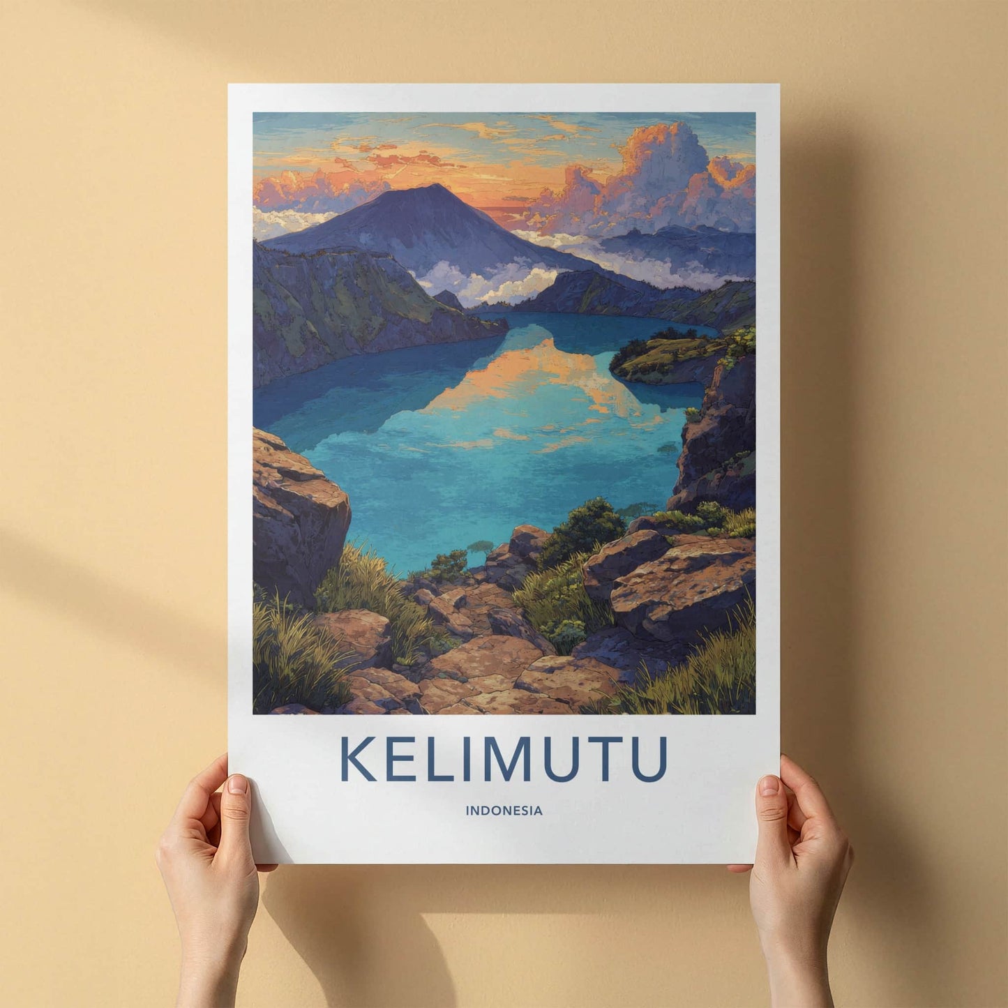 Kelimutu Poster - Indonesia Art Print - Volcanic Crater Lakes Home Decor