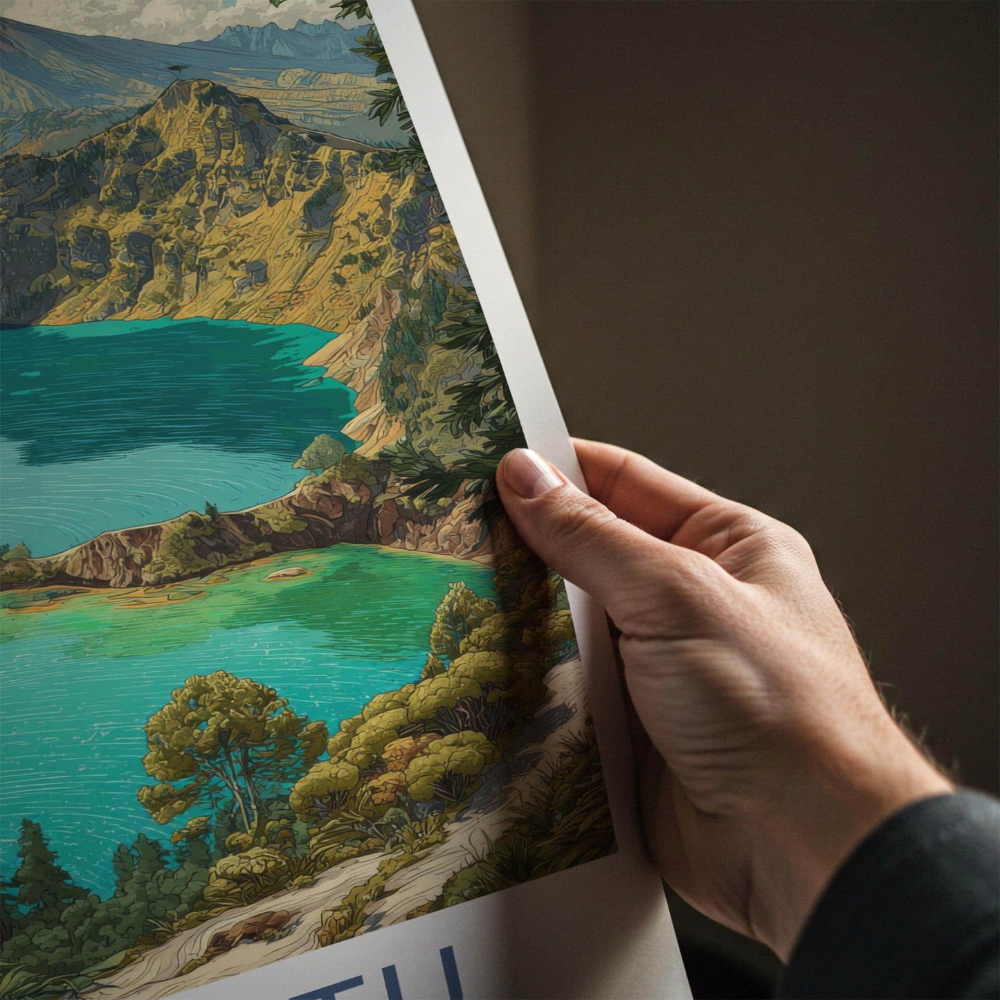 Kelimutu Poster - Indonesia Travel Art - Three Crater Lakes Home Decor