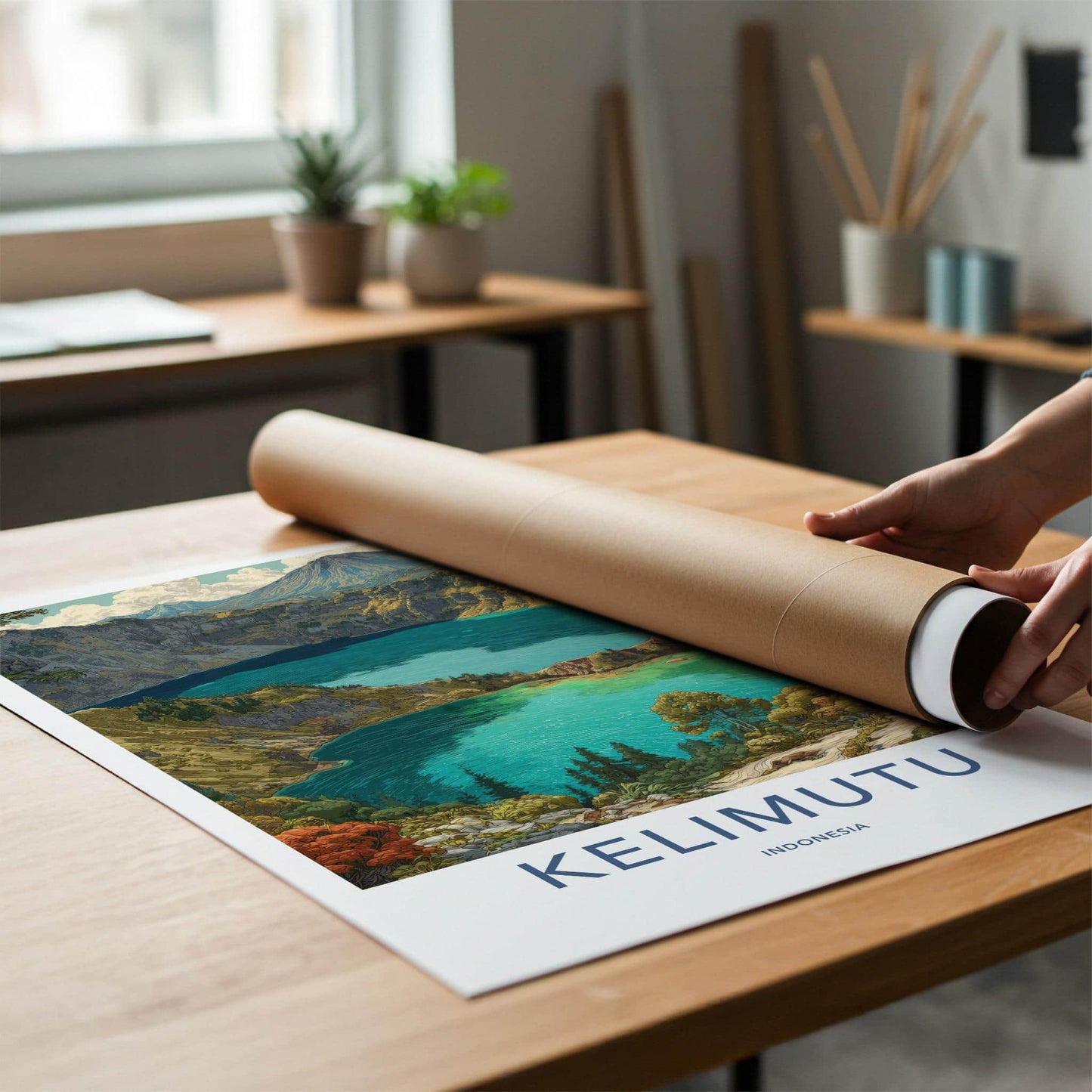 Kelimutu Poster - Indonesia Travel Art - Three Crater Lakes Home Decor