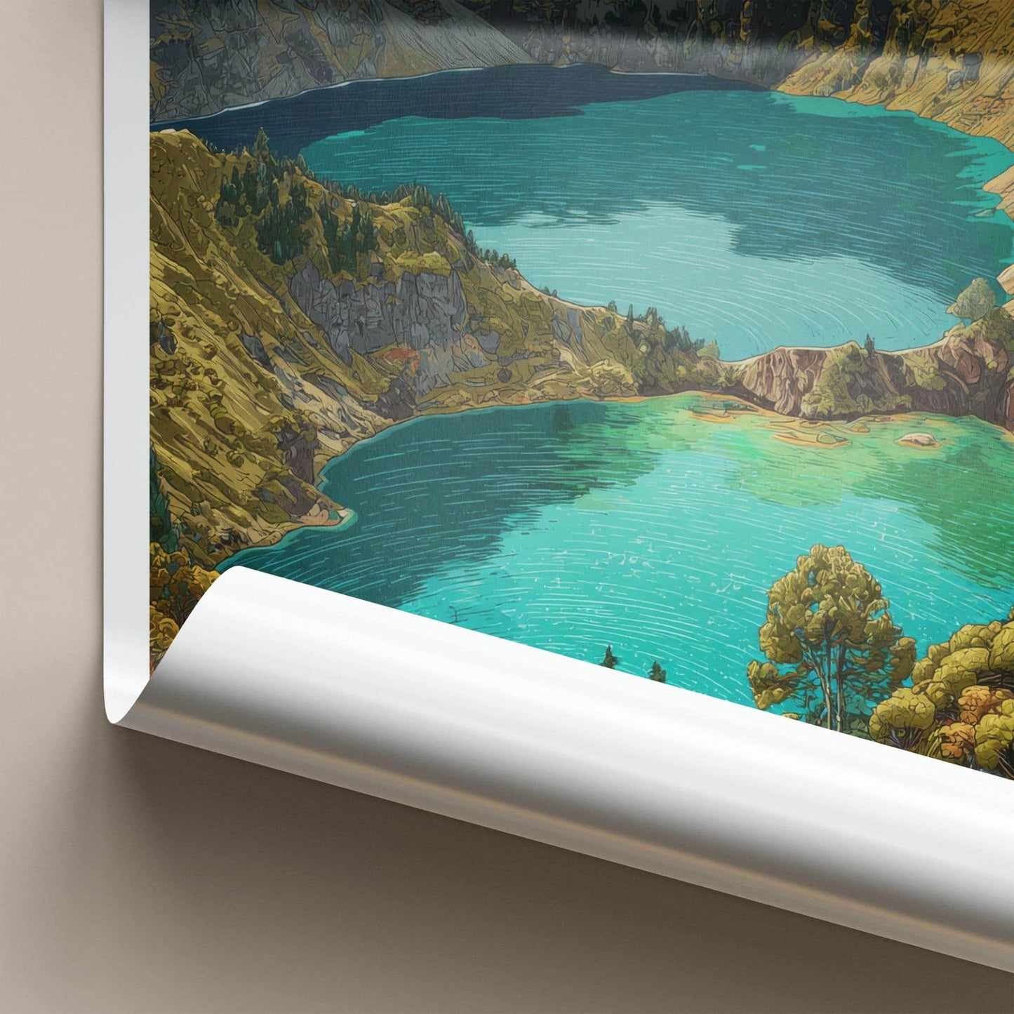 Kelimutu Poster - Indonesia Travel Art - Three Crater Lakes Home Decor