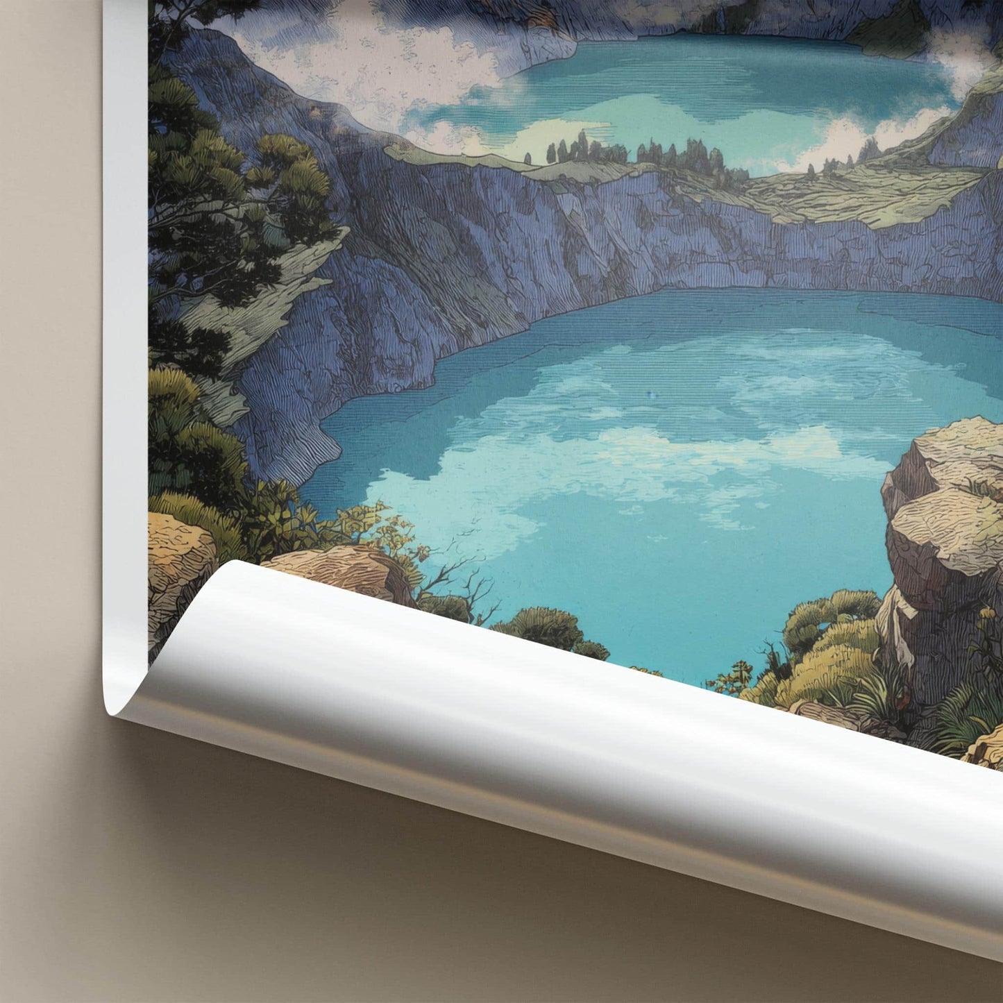 Kelimutu Poster - Indonesia Travel Art - Triple Crater Lakes Wall Decor