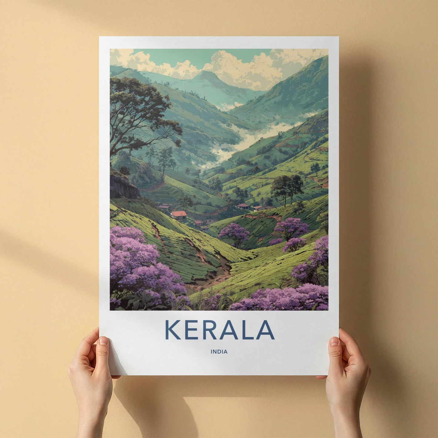 Kerala Poster - India Framed Art - Misty Valleys Purple Home Art