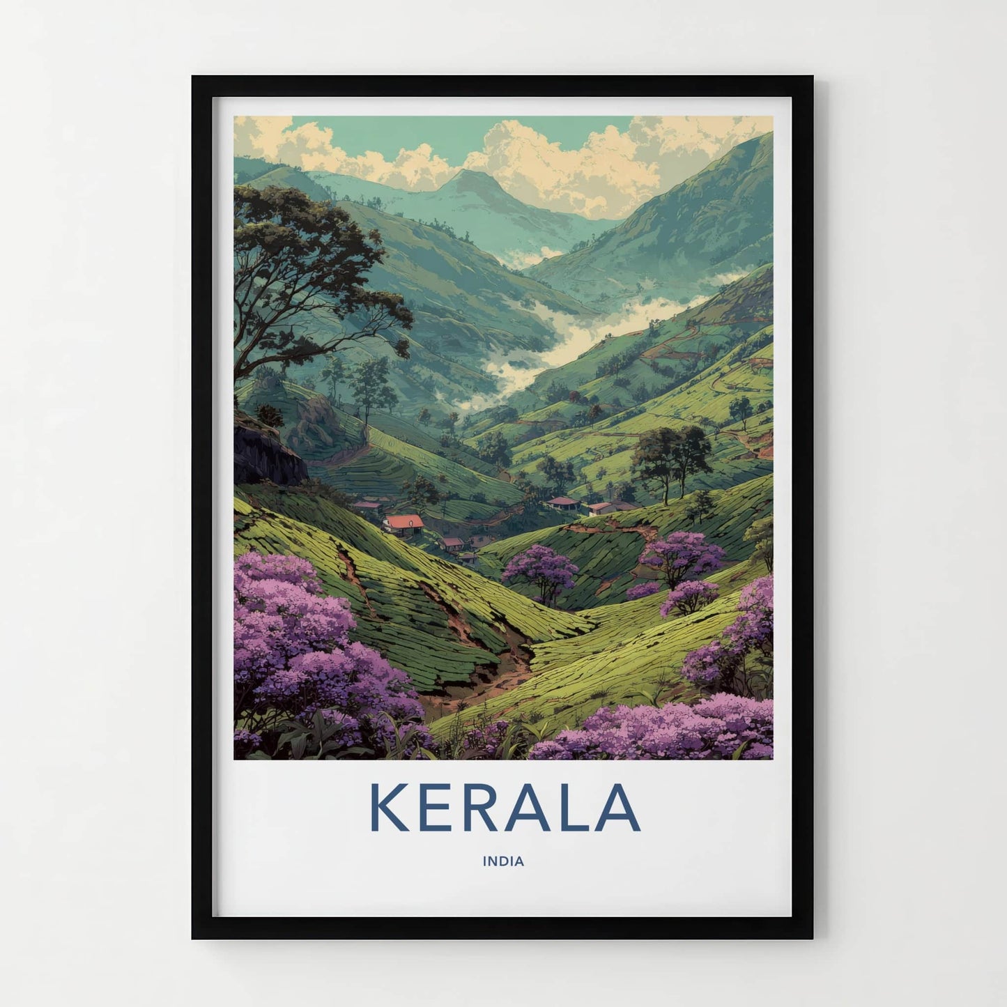 Kerala Poster - India Framed Art - Misty Valleys Purple Home Art