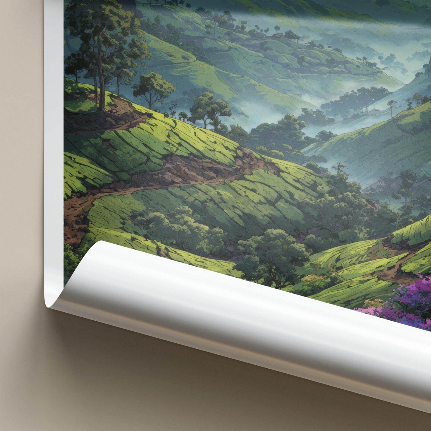 Kerala Poster - India Travel Art - Kerala Green Tea Plantations Home Decor