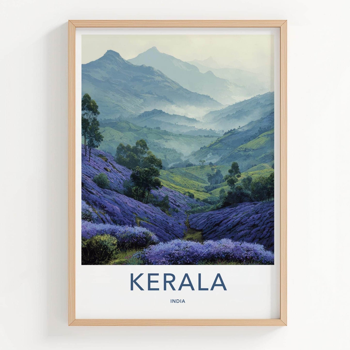 Kerala Poster - India Travel Art - Kerala Lavender Hills Home Decor
