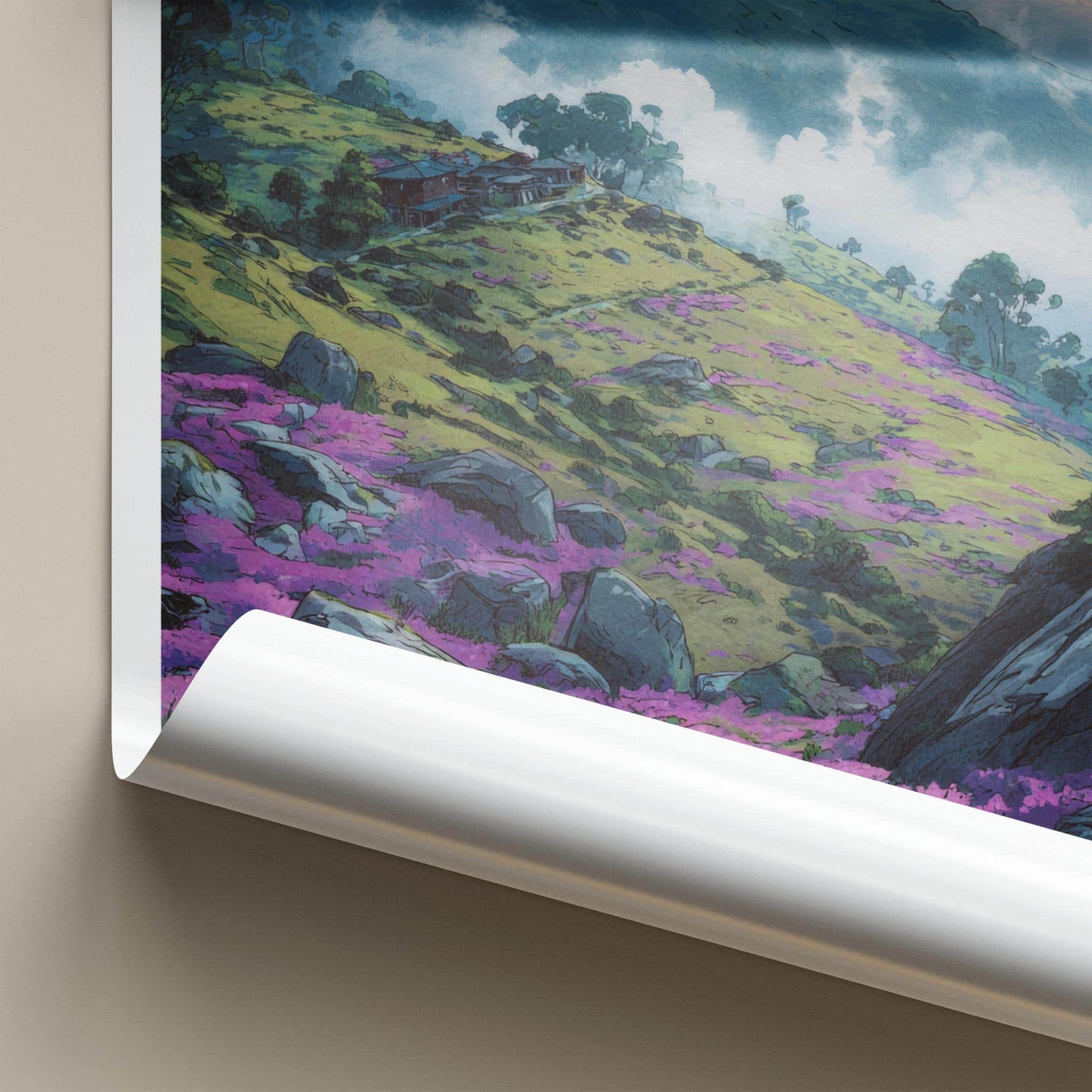 Kerala Poster - India Travel Art - Kerala Misty Mountain Blooms Home Decor