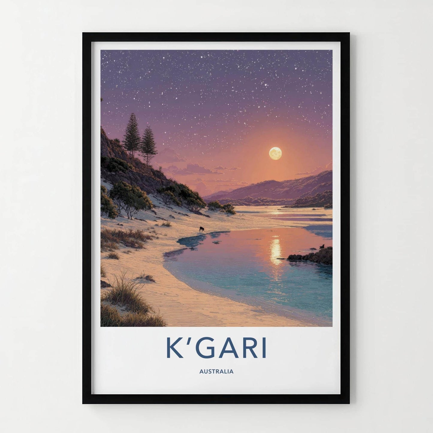 KGARI Poster - Australia Travel Art - Starry Night Beach Home Decor