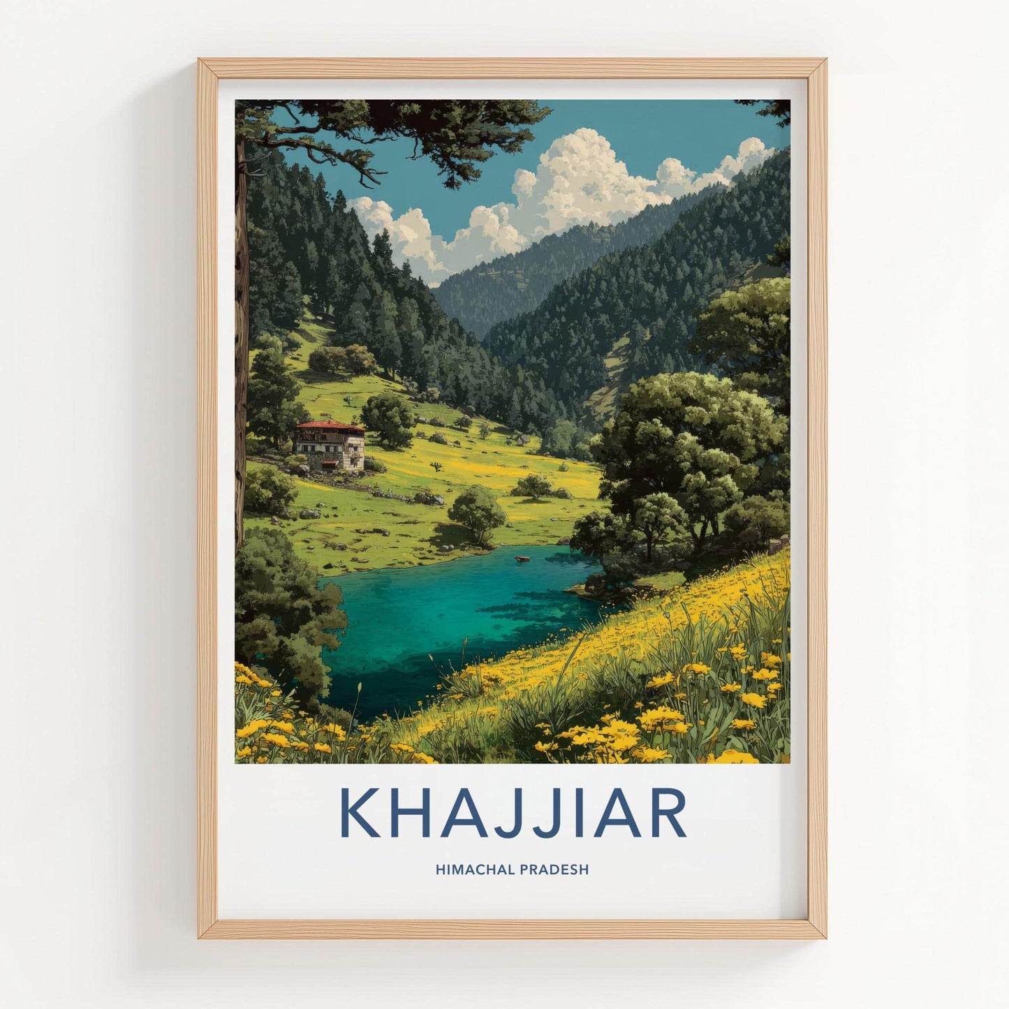 Khajjiar Poster - India Art Print - Himachal Pradesh Lake Meadow Gift