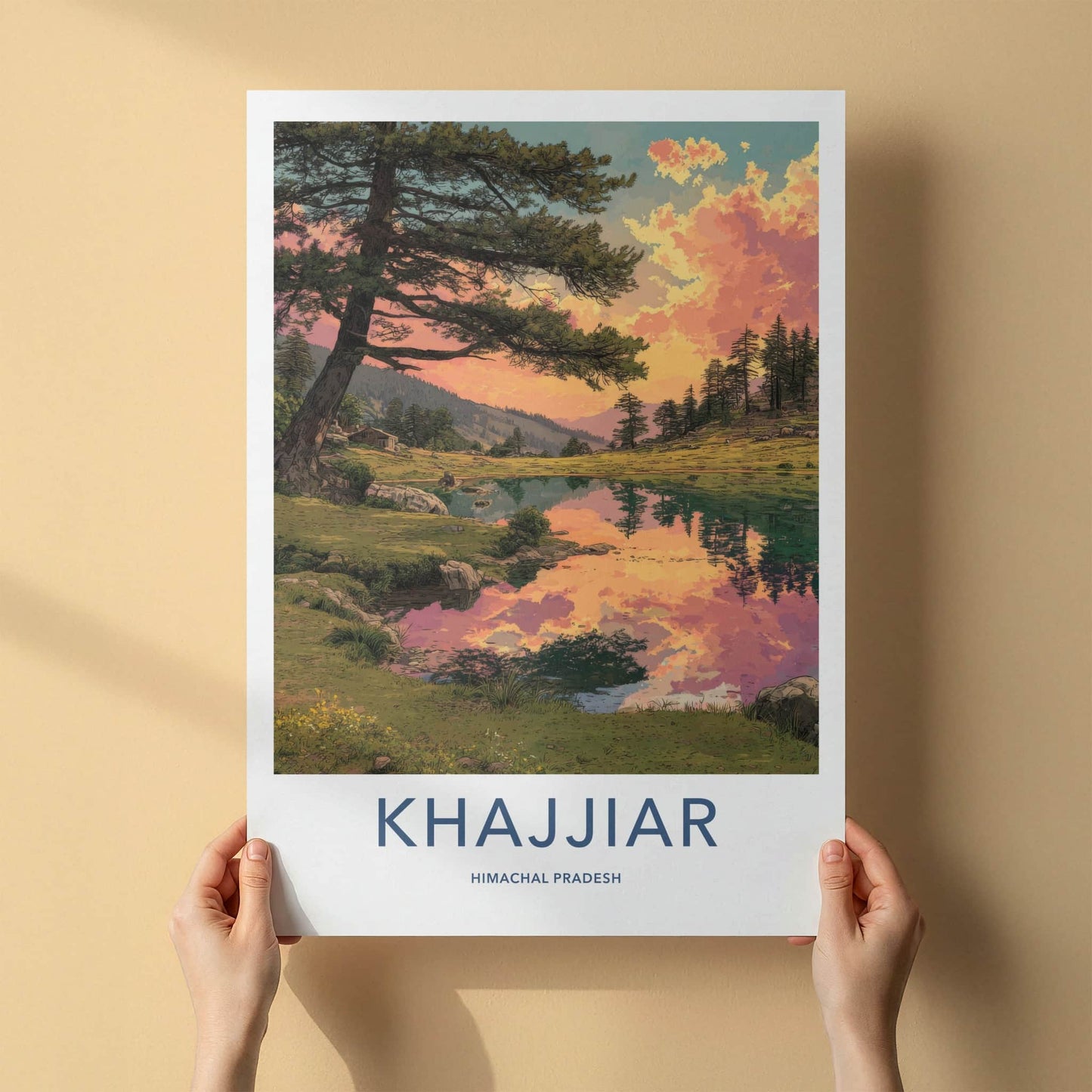 Khajjiar Poster - India Travel Art - Himachal Pradesh Cloud Reflections Home Decor