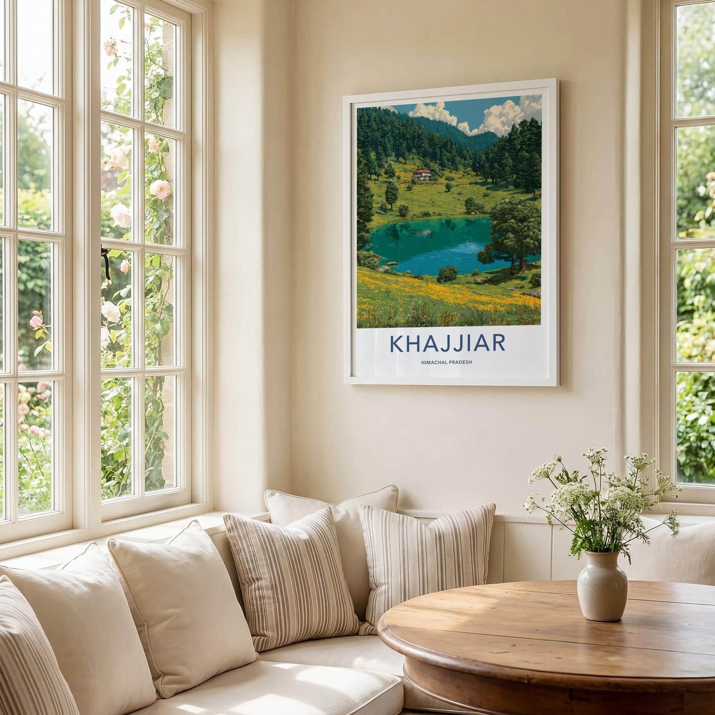 Khajjiar Poster - India Travel Art - Himachal Pradesh Scenic Valley Lake Home Decor