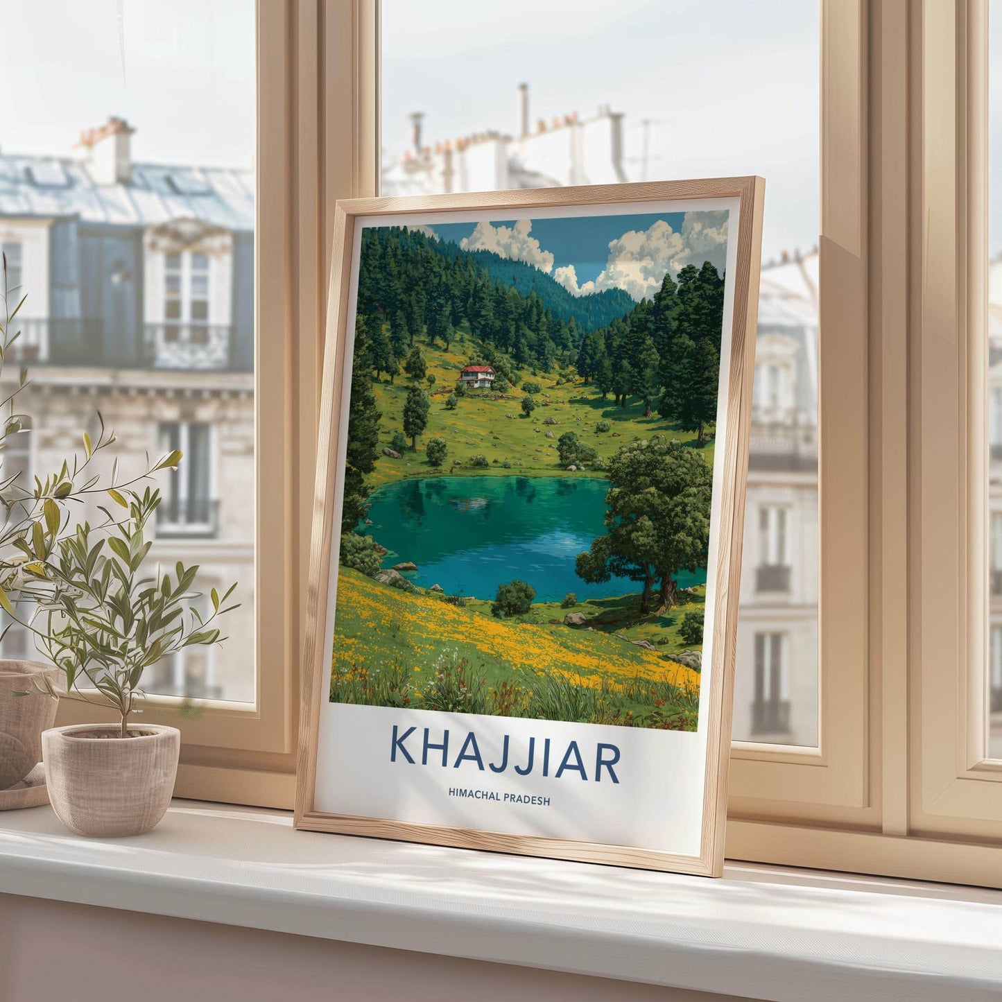 Khajjiar Poster - India Travel Art - Himachal Pradesh Scenic Valley Lake Home Decor