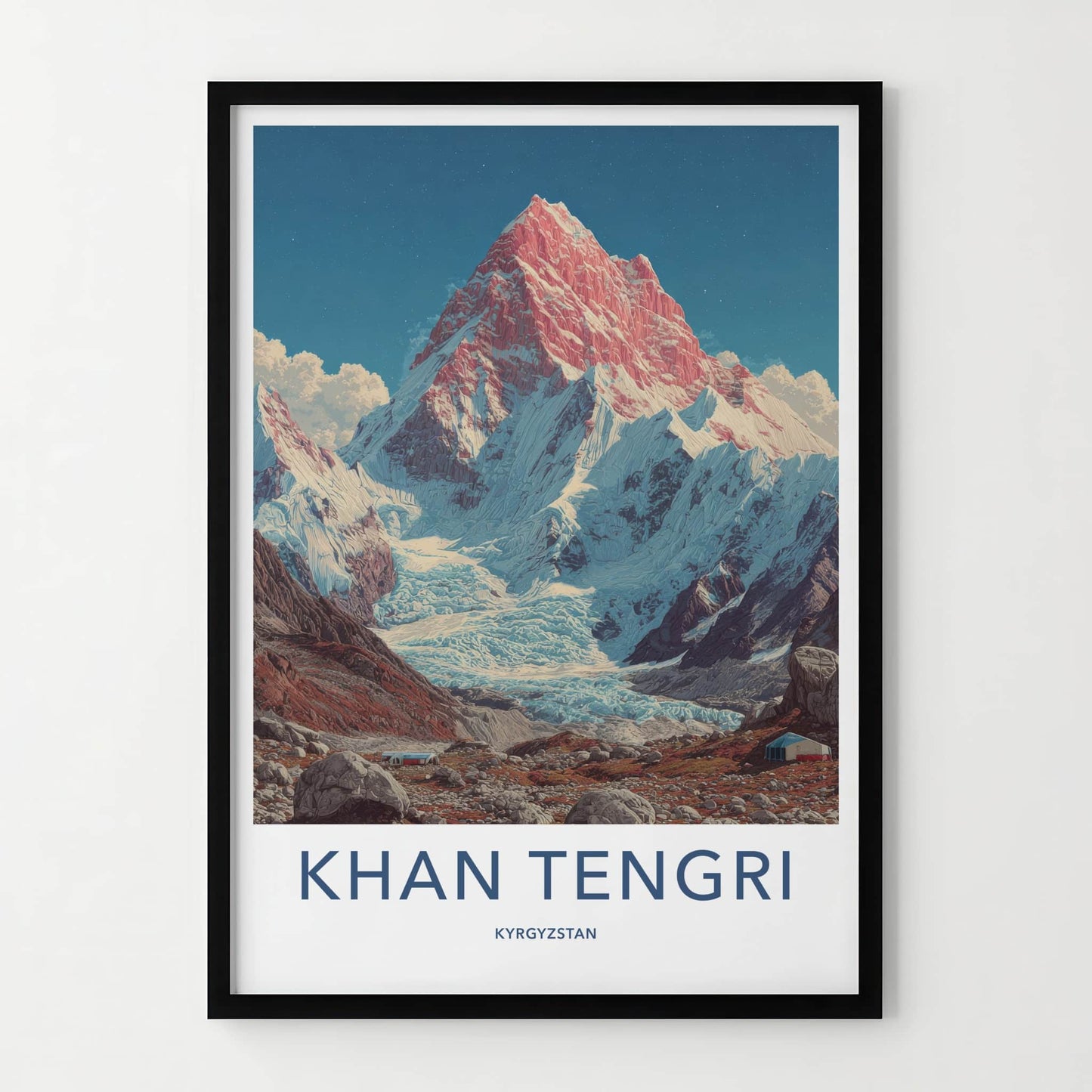 Khan Tengri Poster - Kyrgyzstan Travel Print - Pink Peak Sky Gallery Art