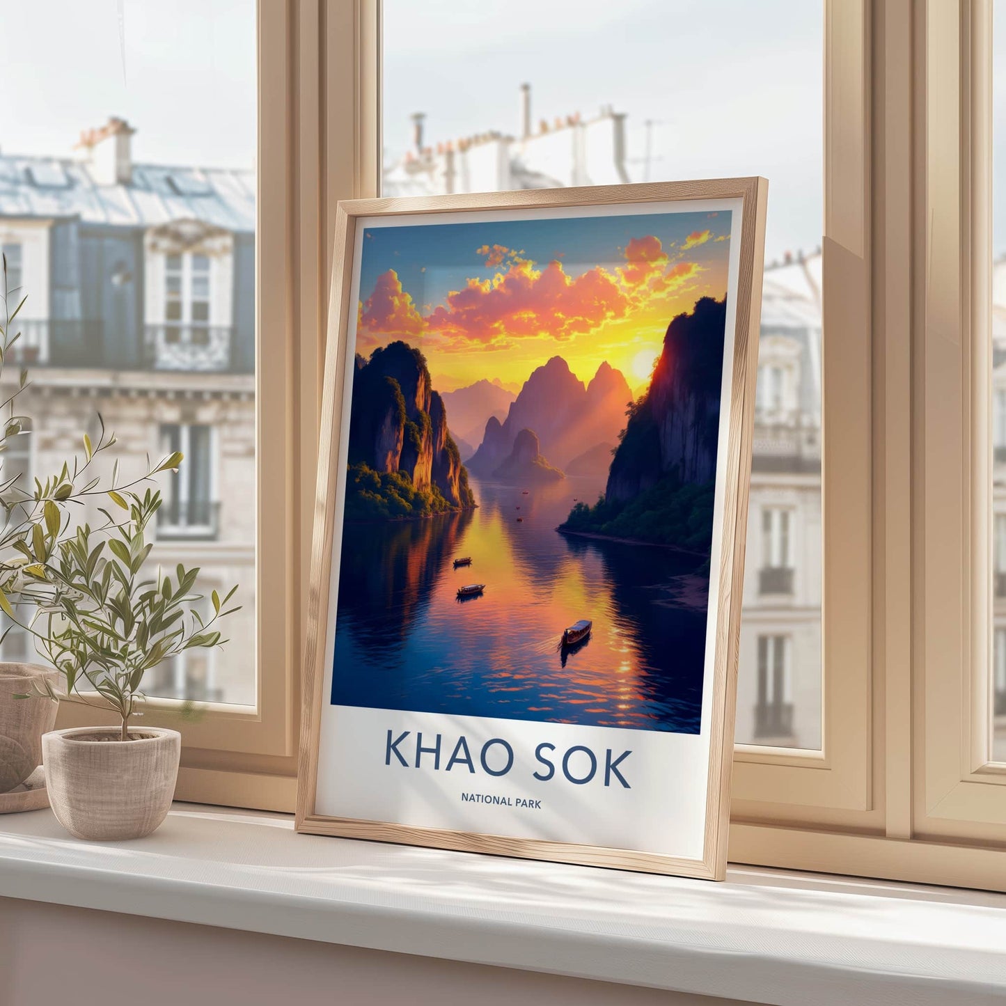 Khao Sok National Park Poster - Thailand Wall Art - Golden River Sunset Gift