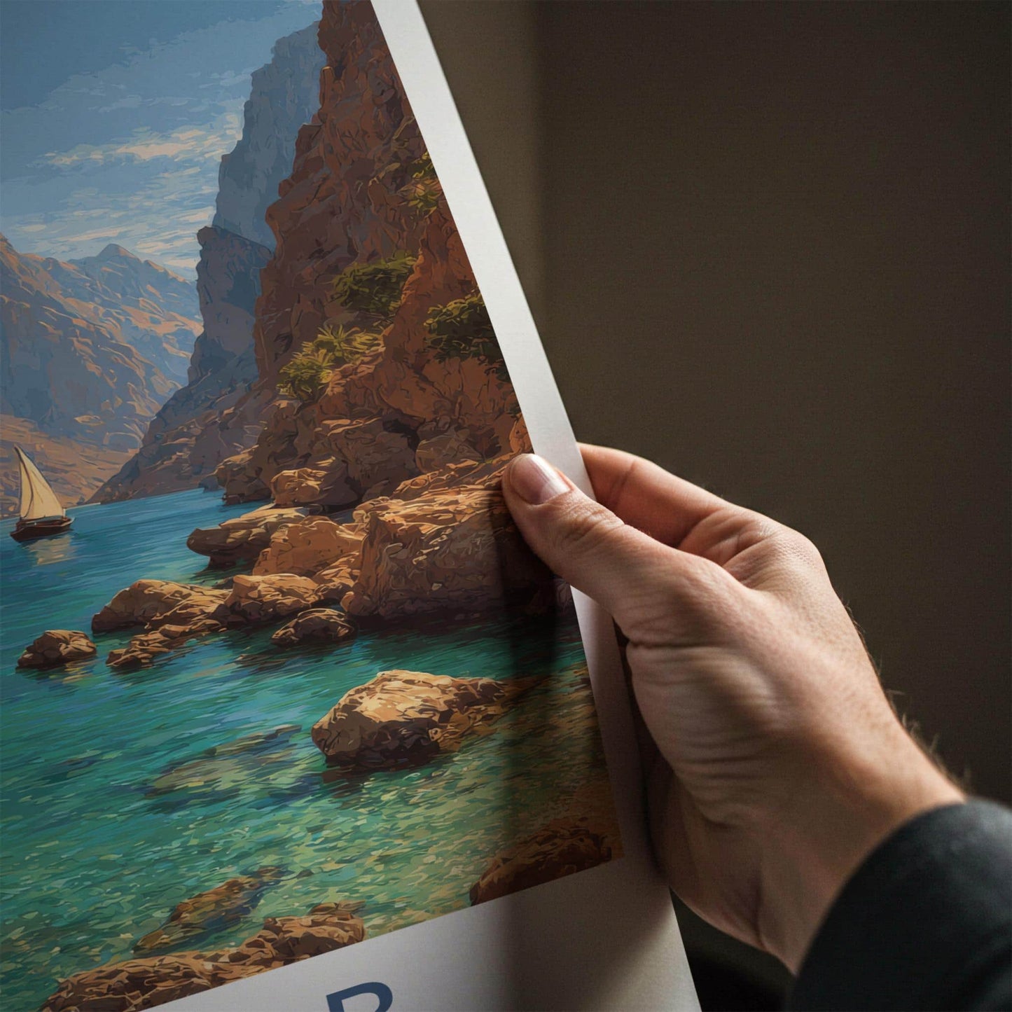 Khasab Poster - Oman Framed Print - Majestic Fjord Boats Framed Decor