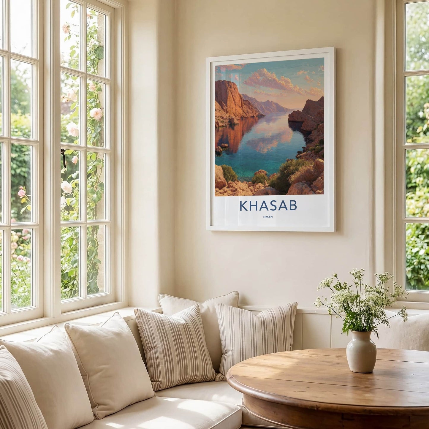 Khasab Poster - Oman Travel Art - Serene Fjord Sunset Home Decor