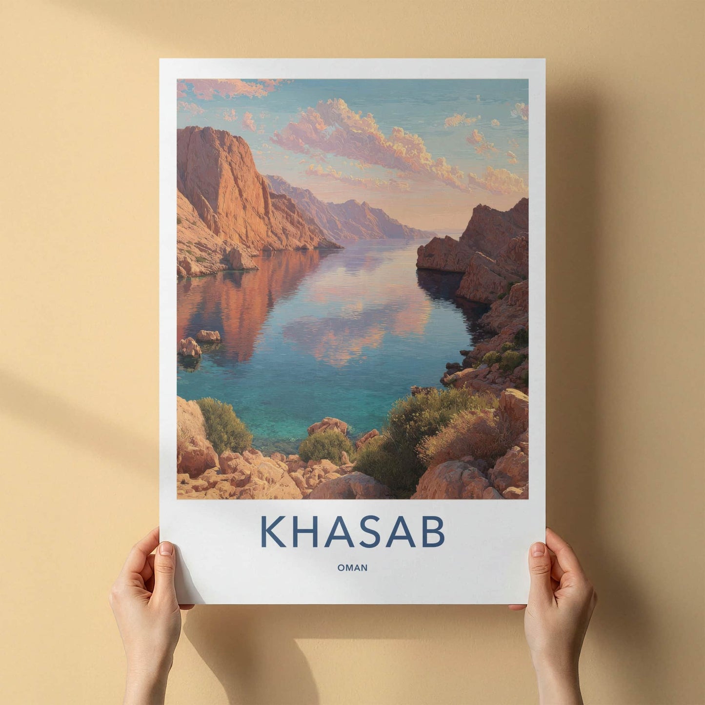 Khasab Poster - Oman Travel Art - Serene Fjord Sunset Home Decor