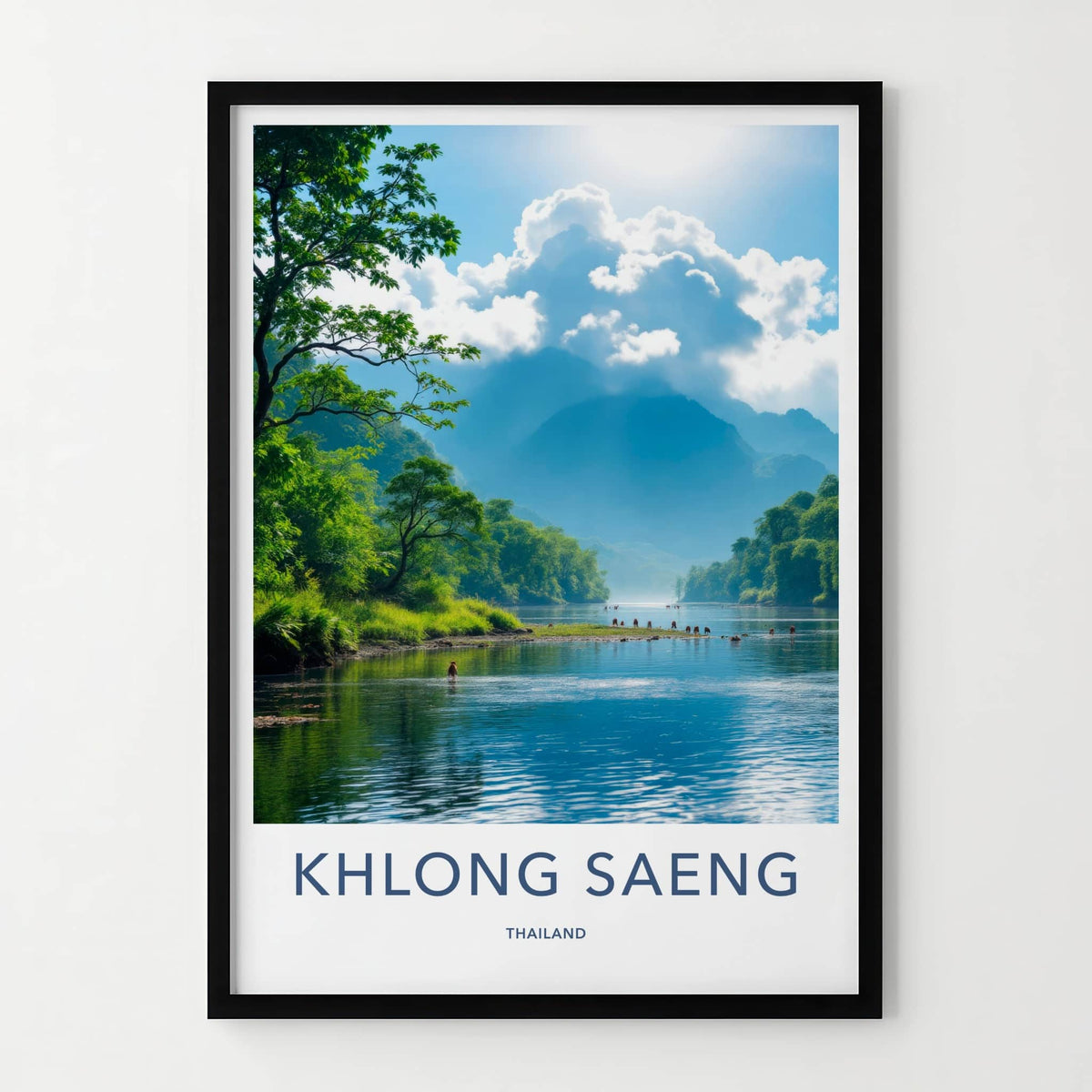 Khlong Saeng Poster - Thailand Travel Art - Misty Mountain River Home Decor