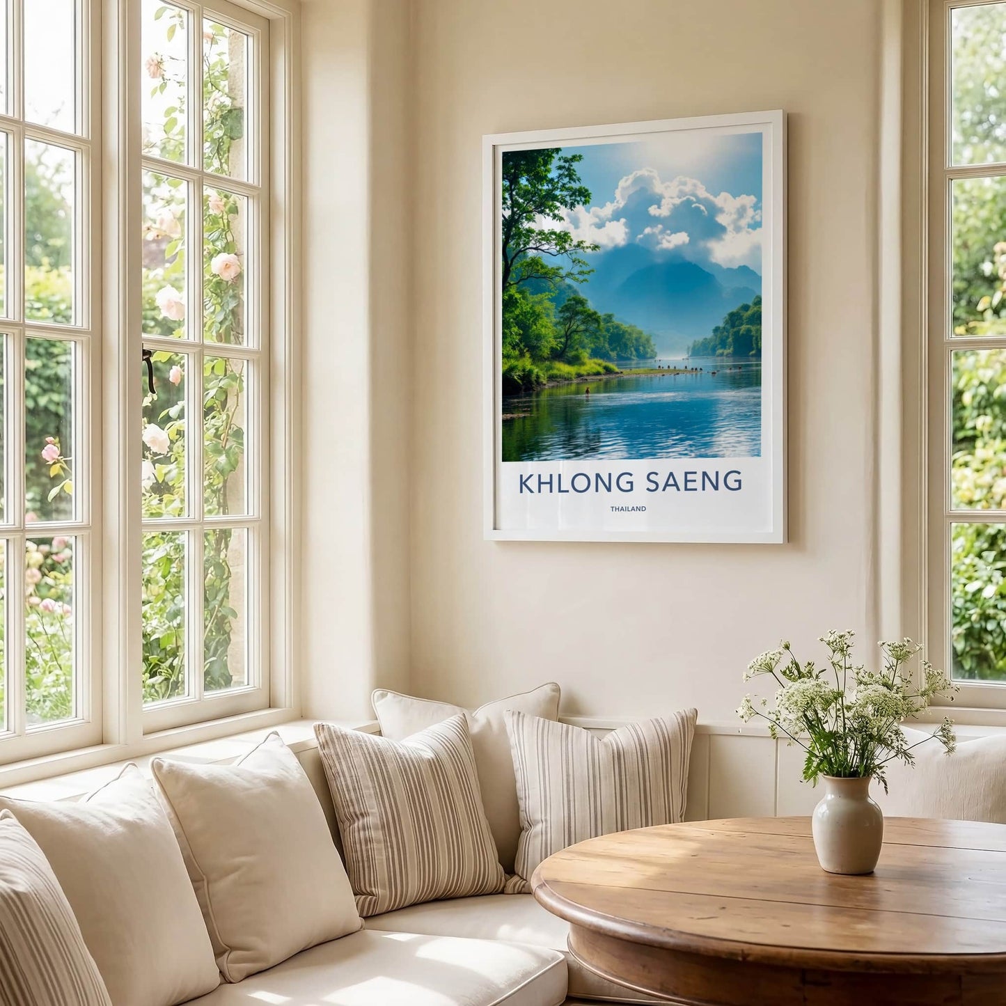 Khlong Saeng Poster - Thailand Travel Art - Misty Mountain River Home Decor