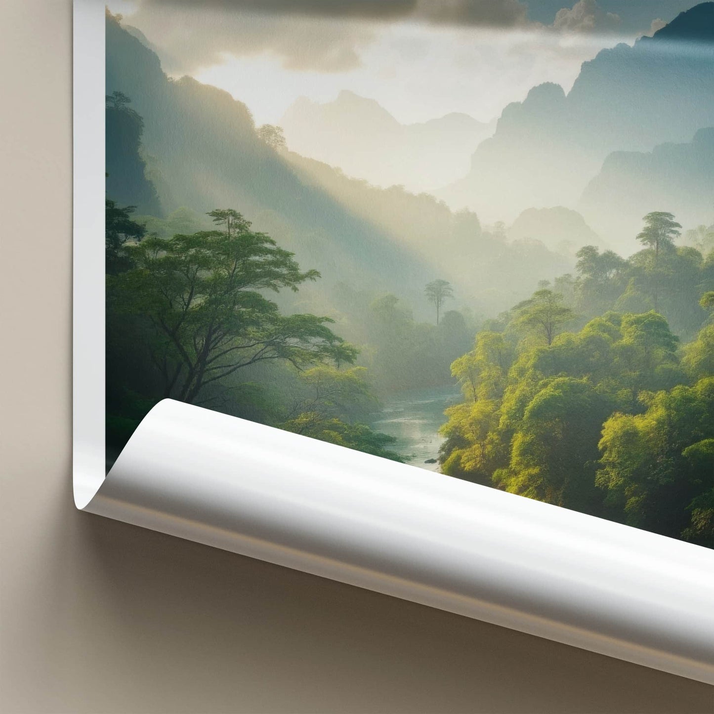 Khlong Saeng Poster - Thailand Travel Art - Sunlit Misty River Home Decor