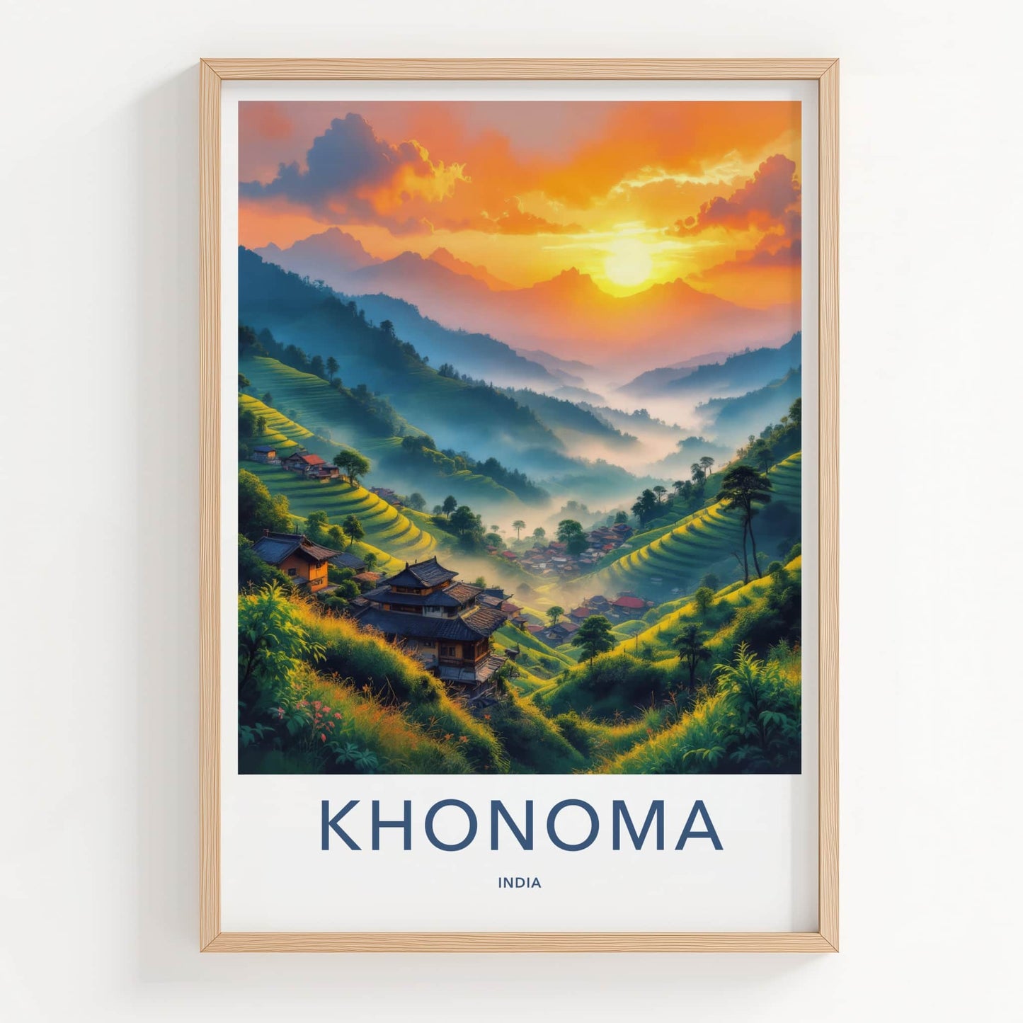 Khonoma Poster - India Framed Print - Nagaland Misty Valley Gallery Art