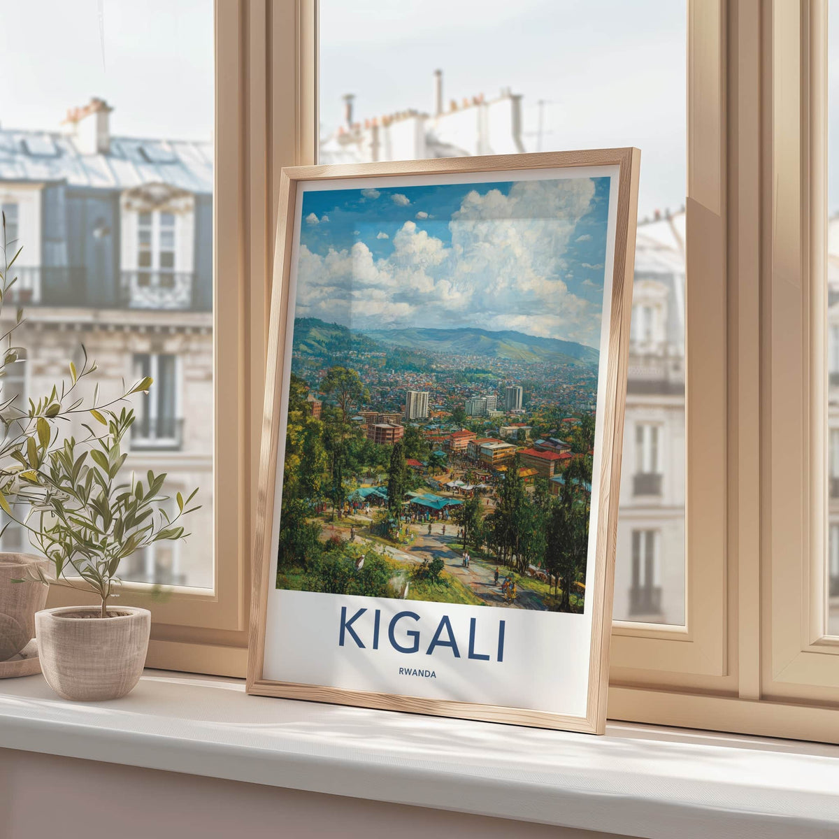 Kigali Poster - Rwanda Framed Print - Vibrant Cityscape Market Framed Decor