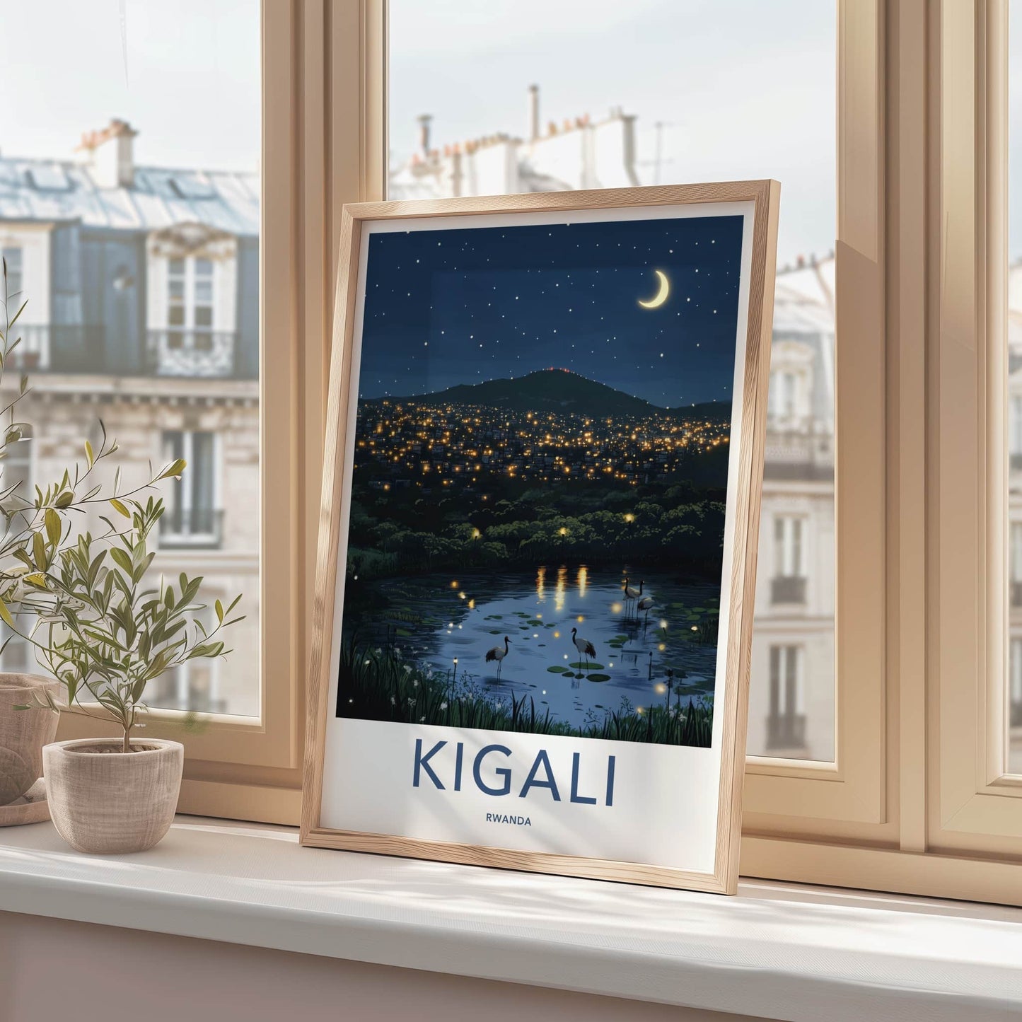 Kigali Poster - Rwanda Travel Art - Sparkling City Lake Home Decor
