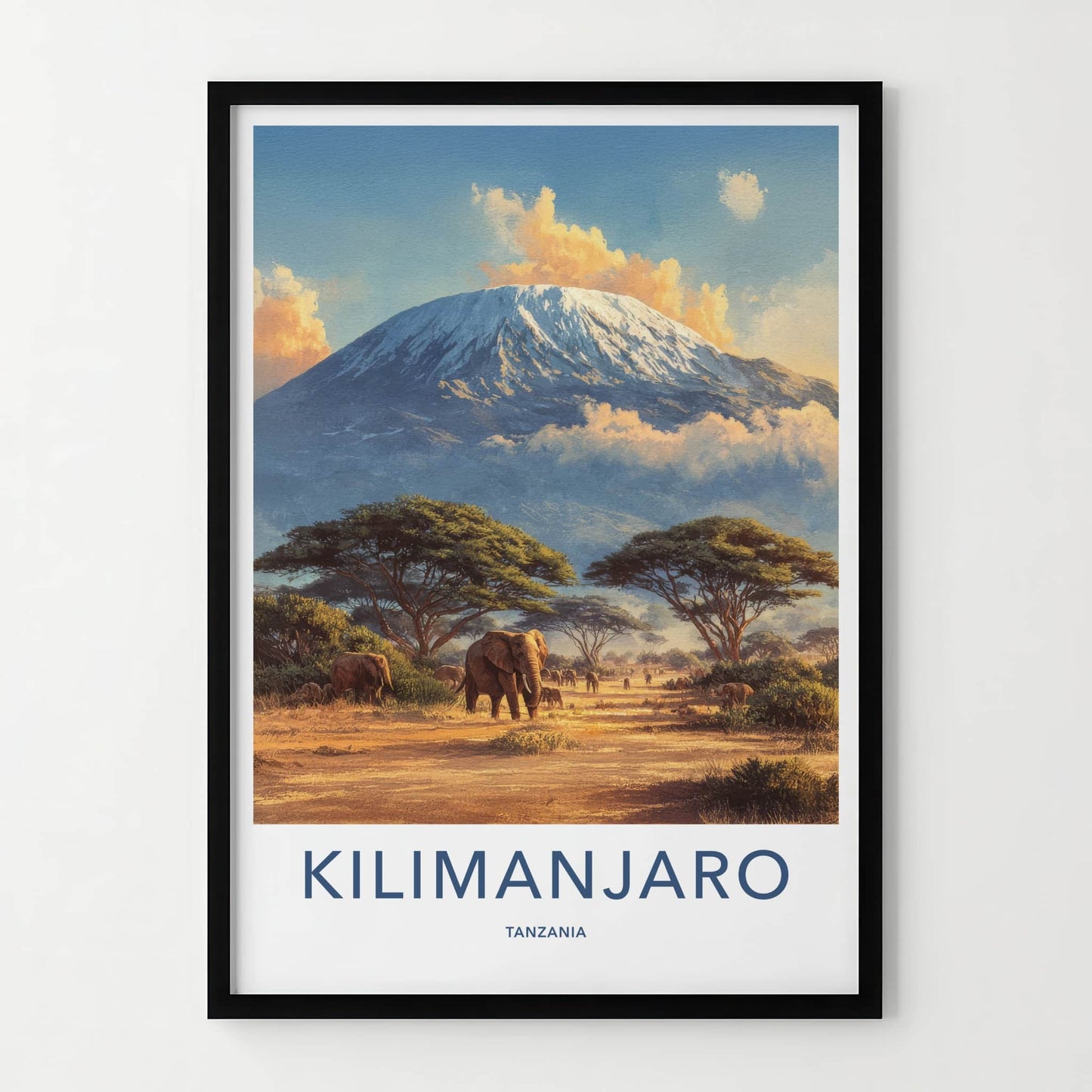 Kilimanjaro Poster - Tanzania Travel Art - Elephant Savannah Gallery Art
