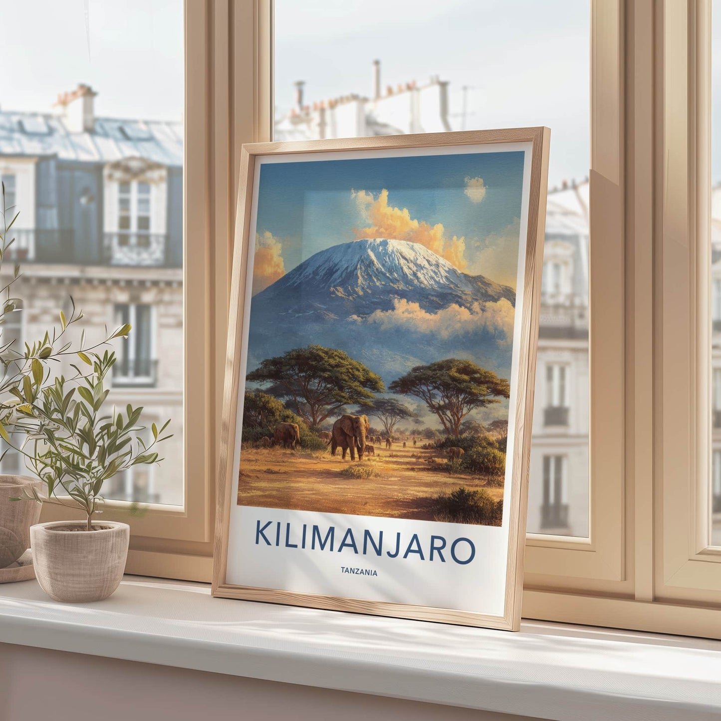Kilimanjaro Poster - Tanzania Travel Art - Elephant Savannah Gallery Art