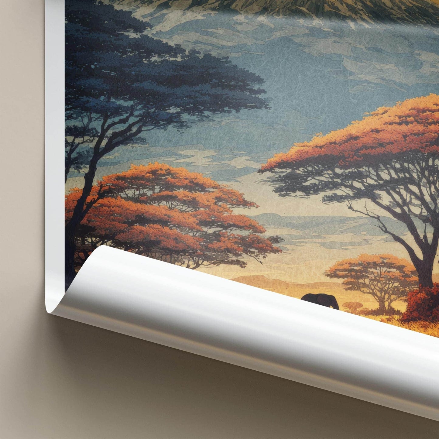 Kilimanjaro Poster - Tanzania Travel Art - Elephants Sunset Savanna Home Decor
