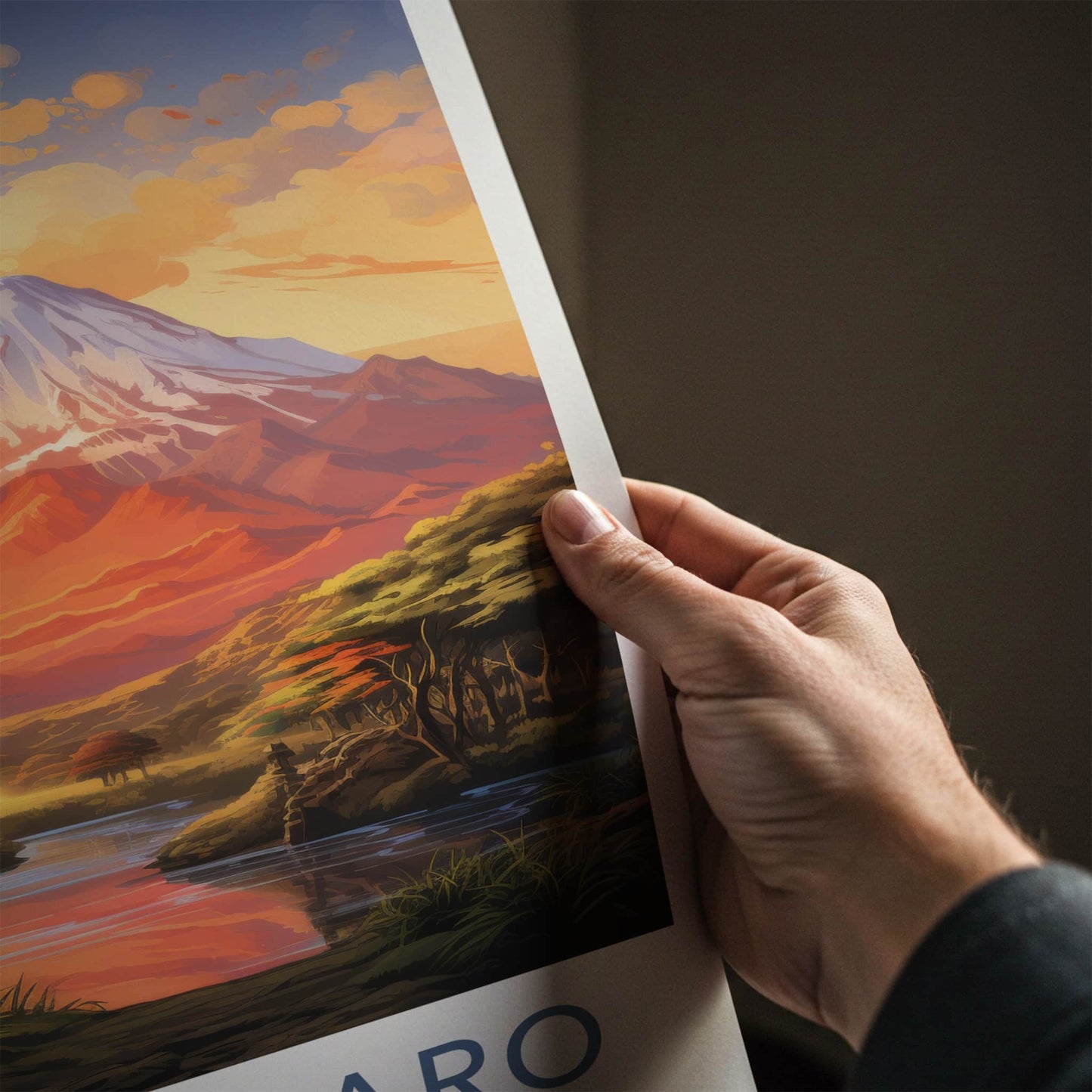 Kilimanjaro Poster - Tanzania Travel Art - Orange Sunset Peak Home Decor