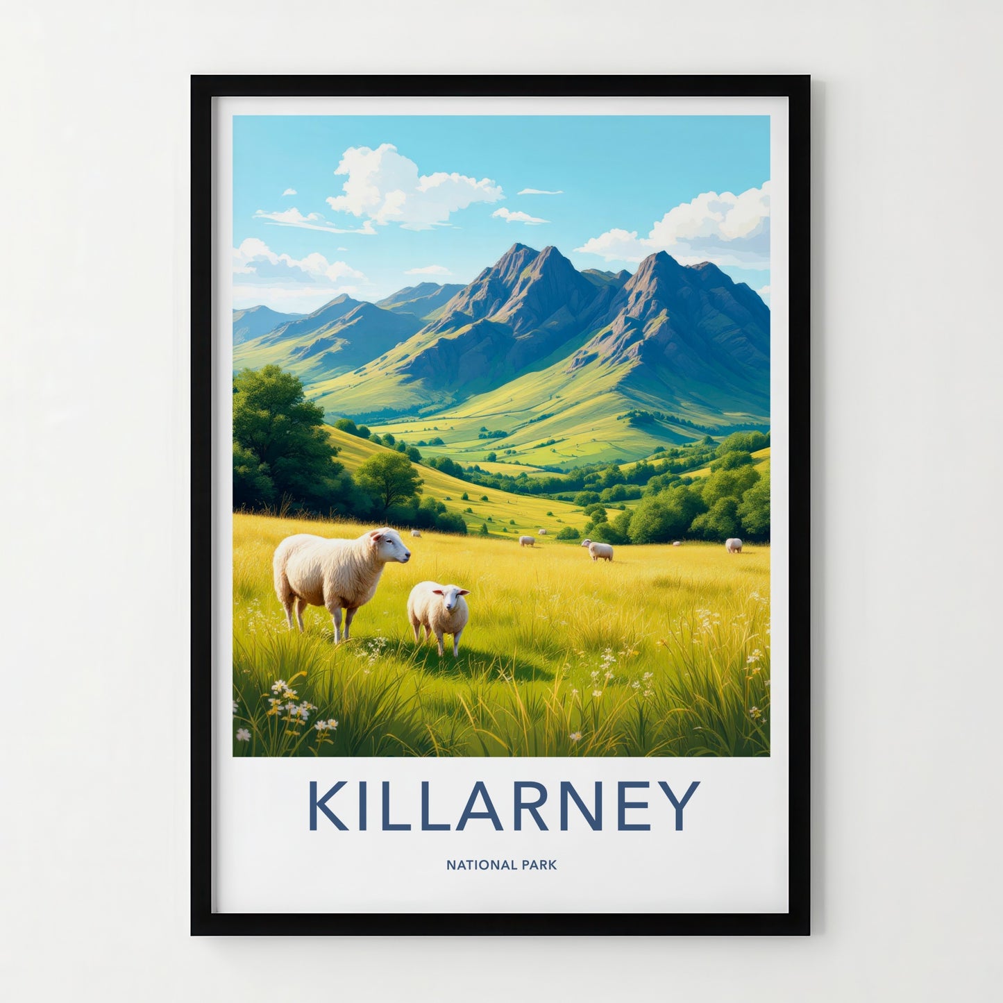 Killarney National Park Poster - Ireland Travel Art - Lush Valley Sheep Home Decor