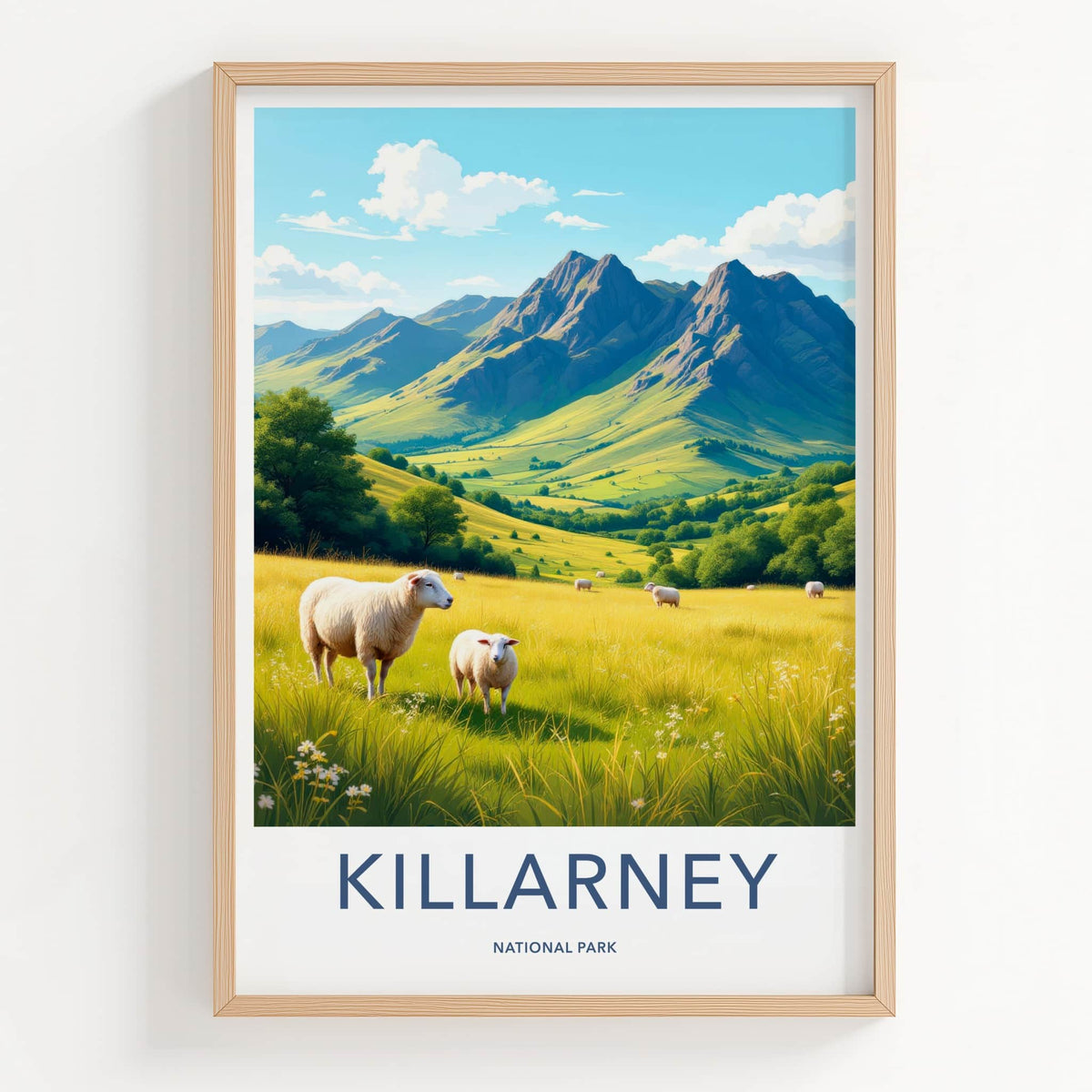 Killarney National Park Poster - Ireland Travel Art - Lush Valley Sheep Home Decor