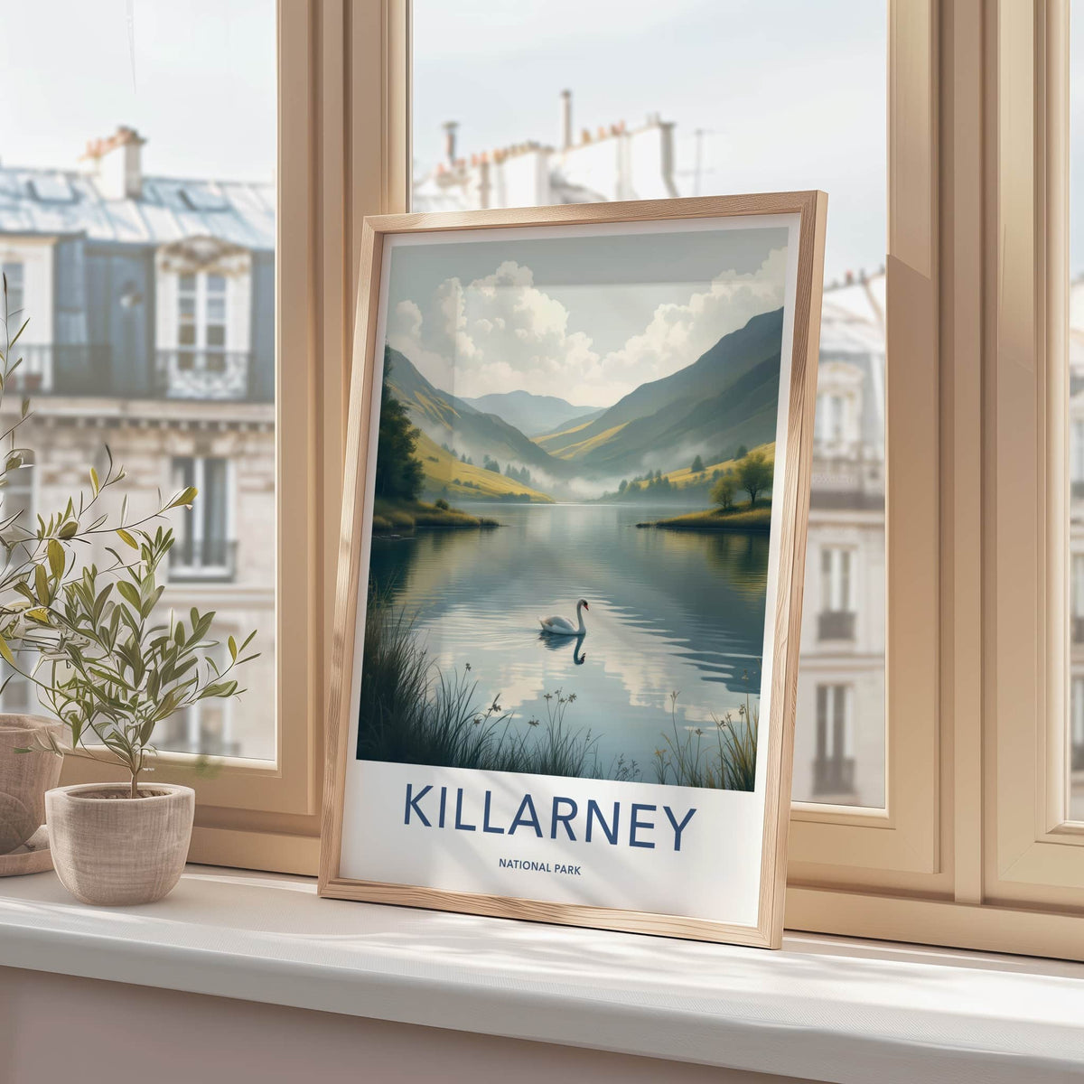 Killarney National Park Poster - Ireland Travel Art - White Swan Lake Home Decor
