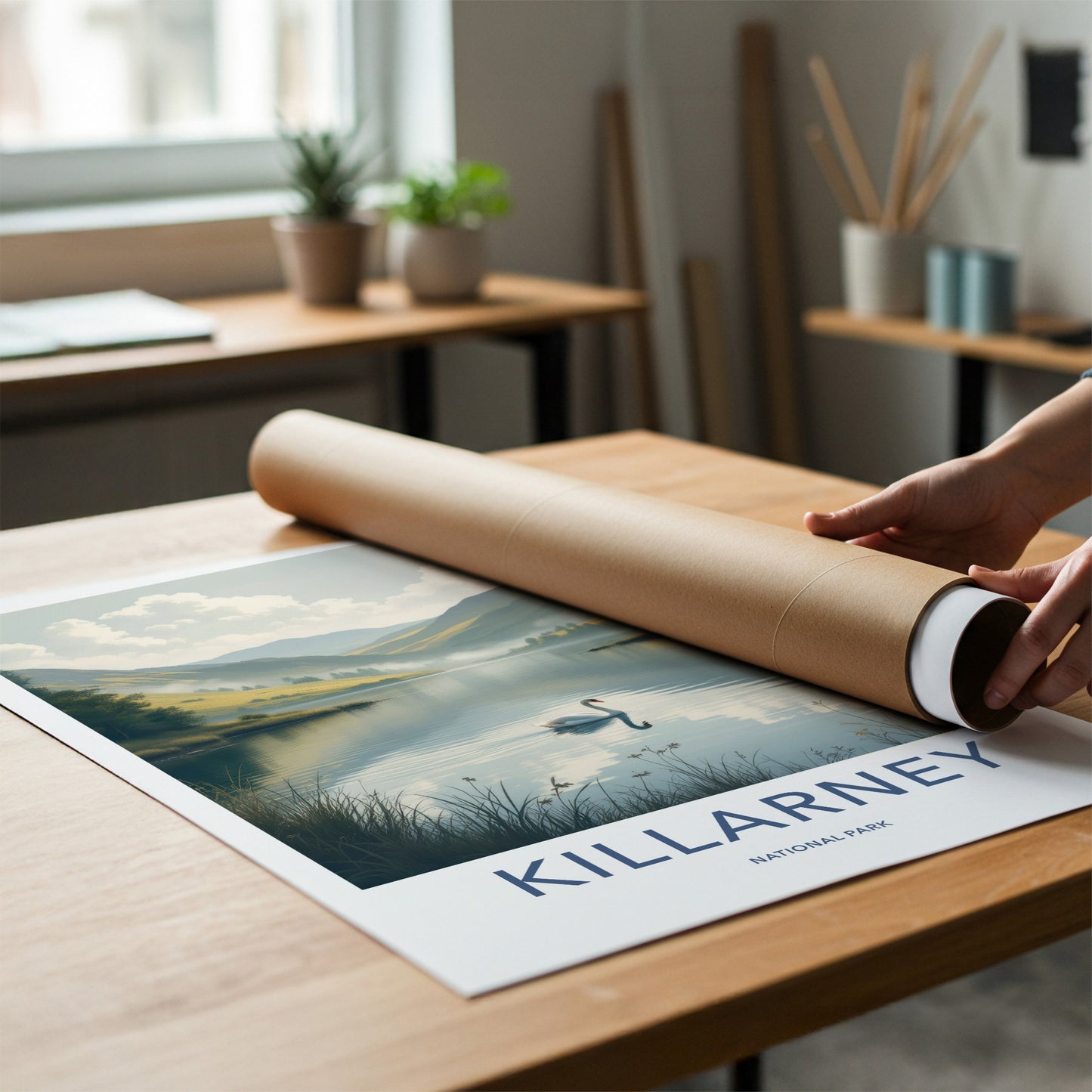 Killarney National Park Poster - Ireland Travel Art - White Swan Lake Home Decor