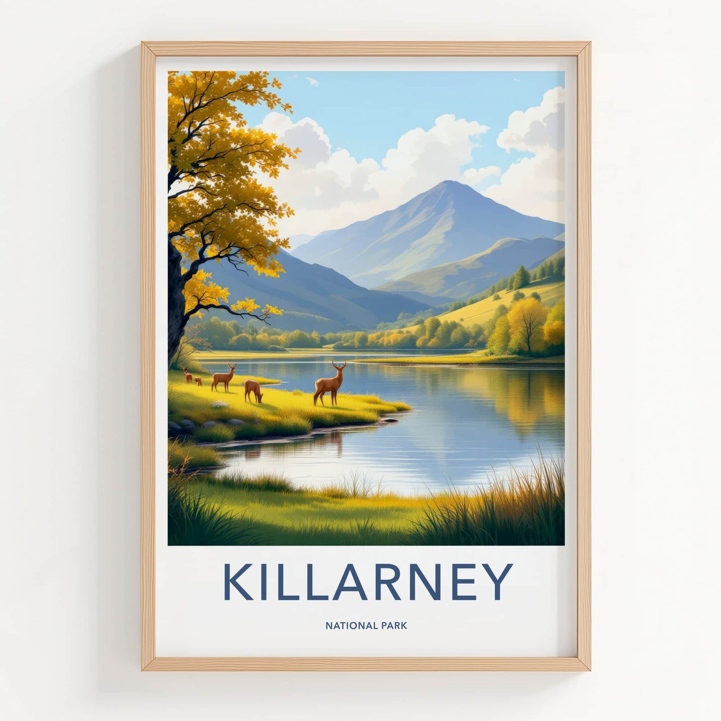 Killarney National Park Poster - Ireland Wall Art - Autumn Lakeside Deer Gift