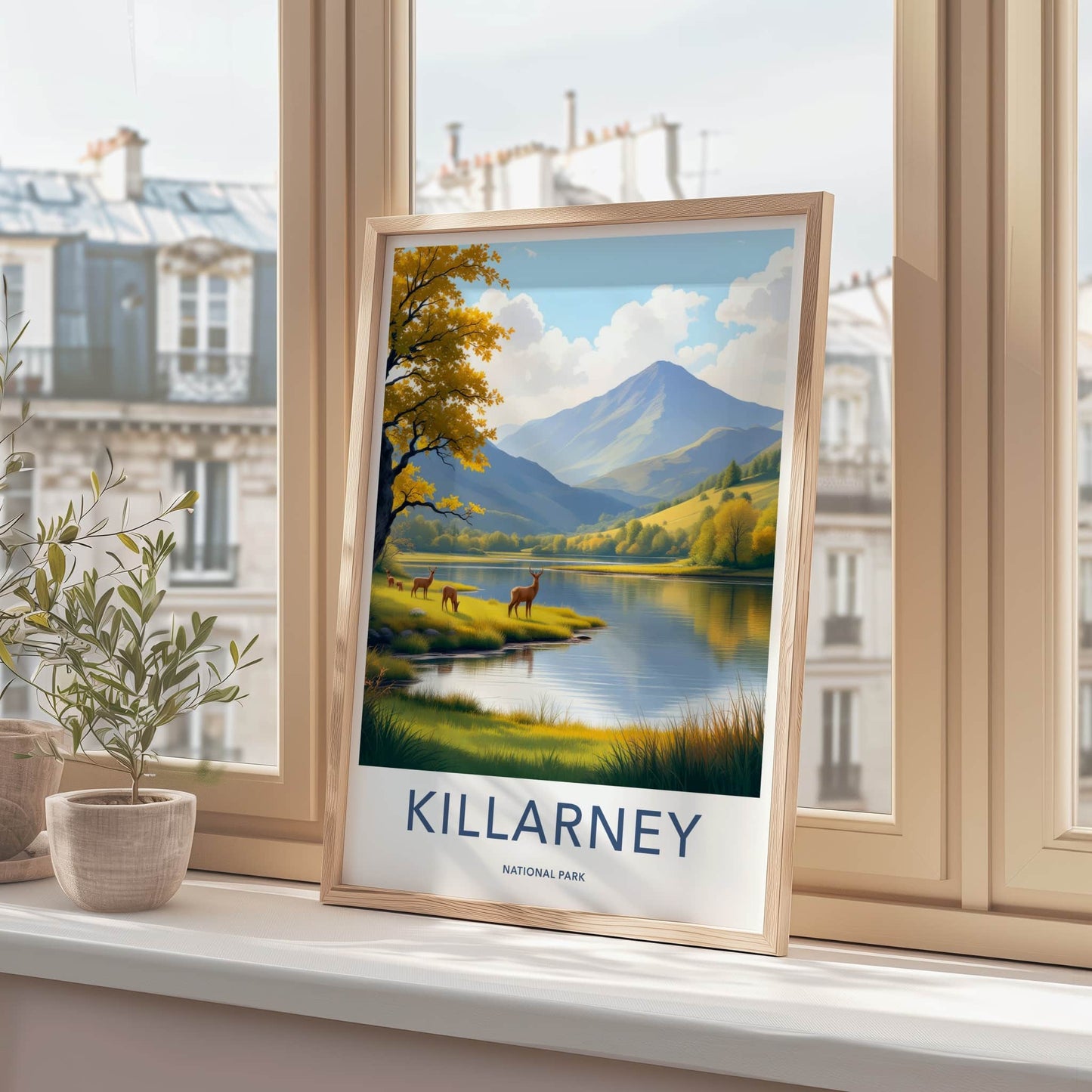 Killarney National Park Poster - Ireland Wall Art - Autumn Lakeside Deer Gift