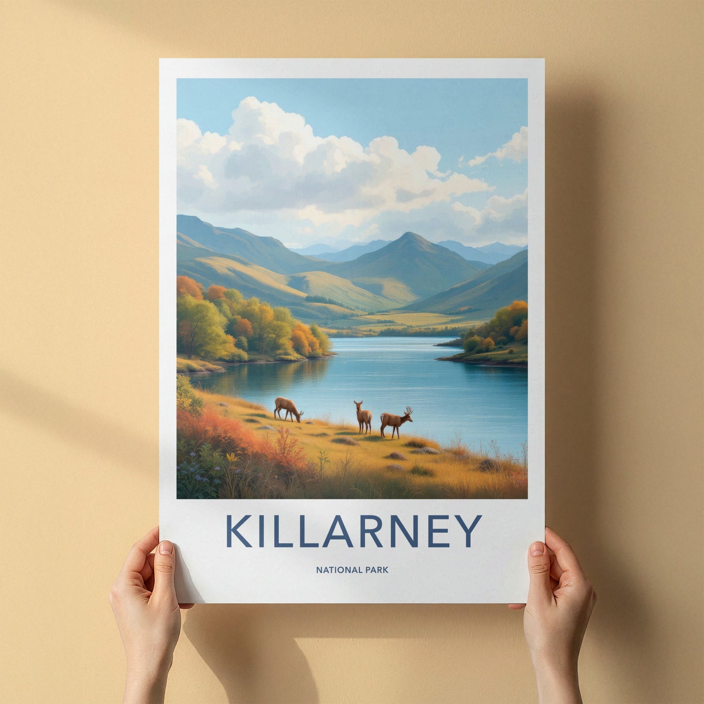 Killarney Poster - Ireland Travel Art - Deer Mountain Lake Home Decor