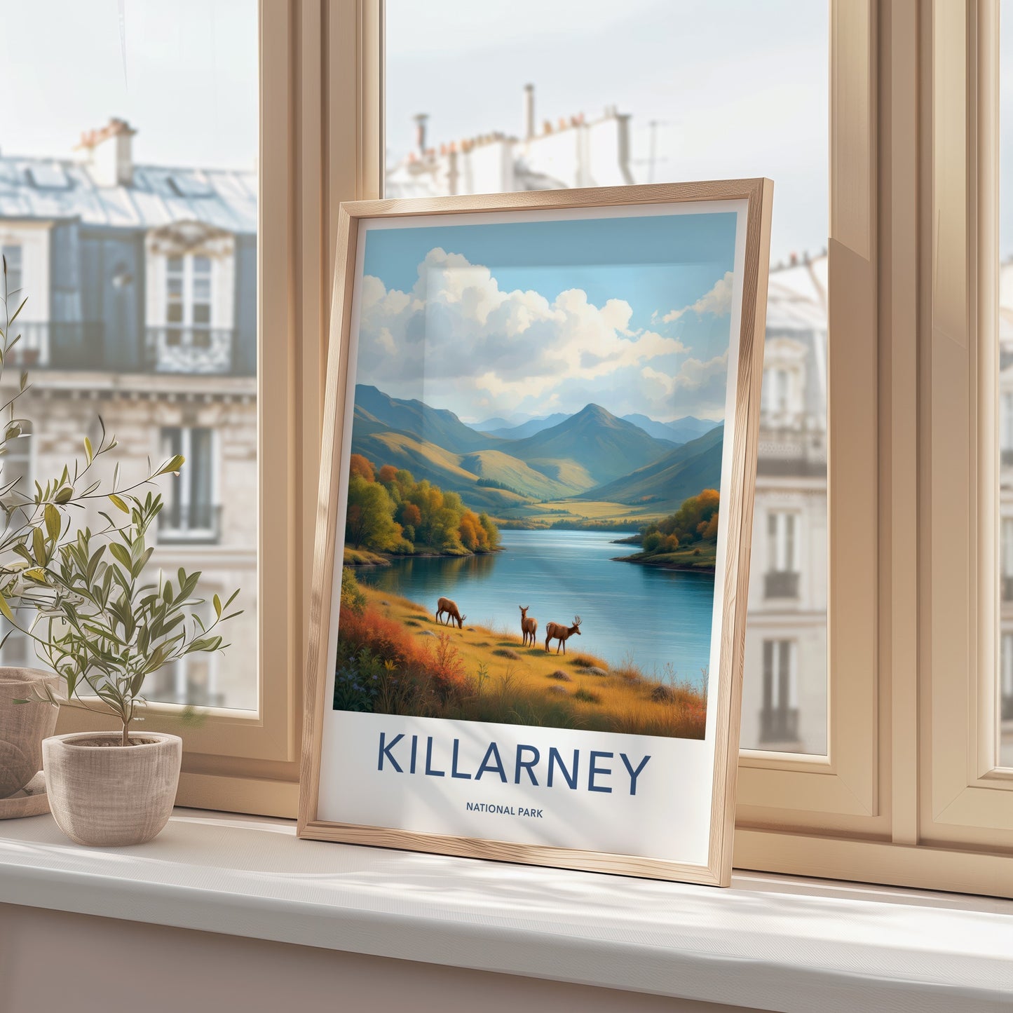 Killarney Poster - Ireland Travel Art - Deer Mountain Lake Home Decor